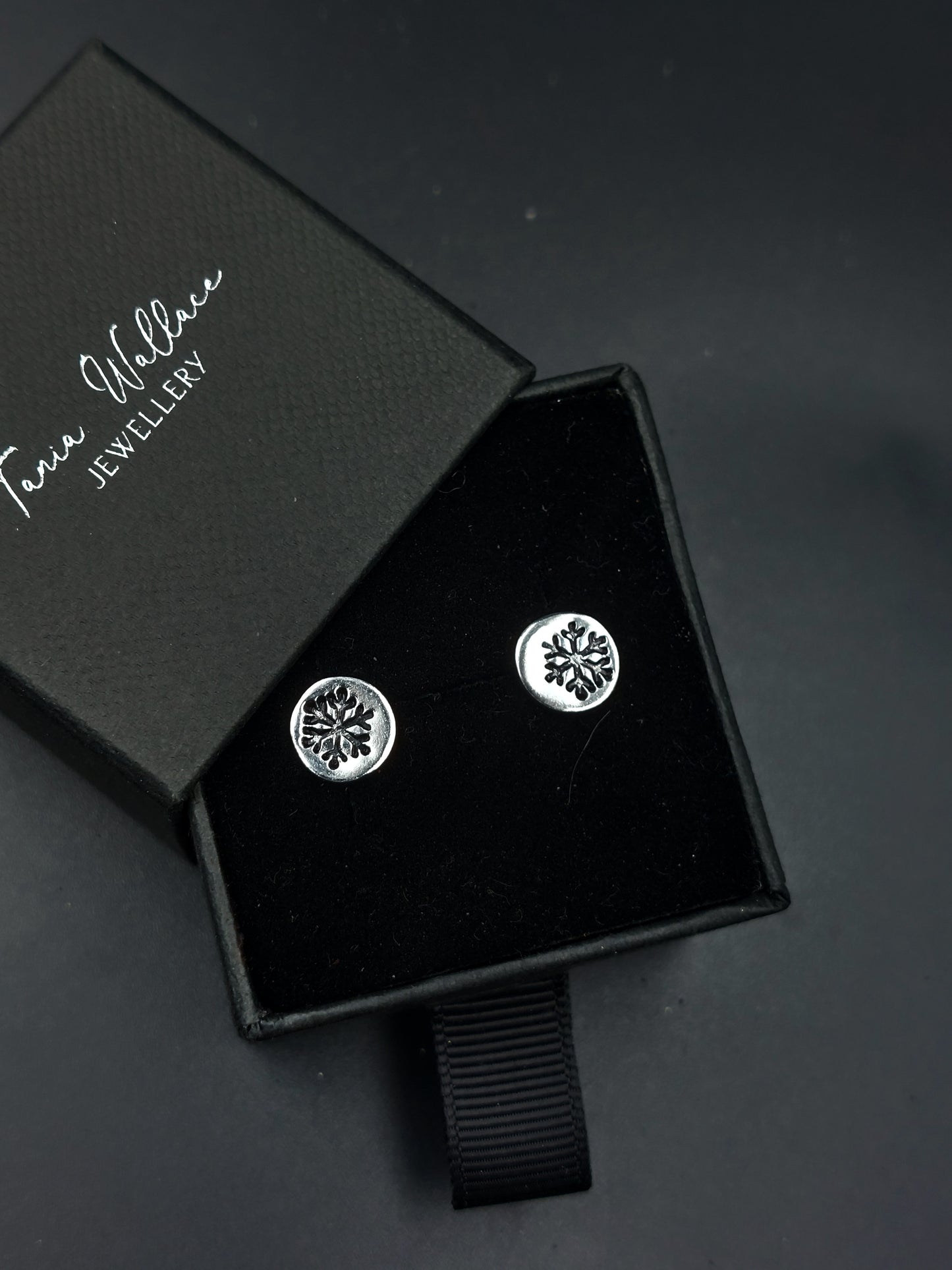 Silver Studs with Snowflake Design