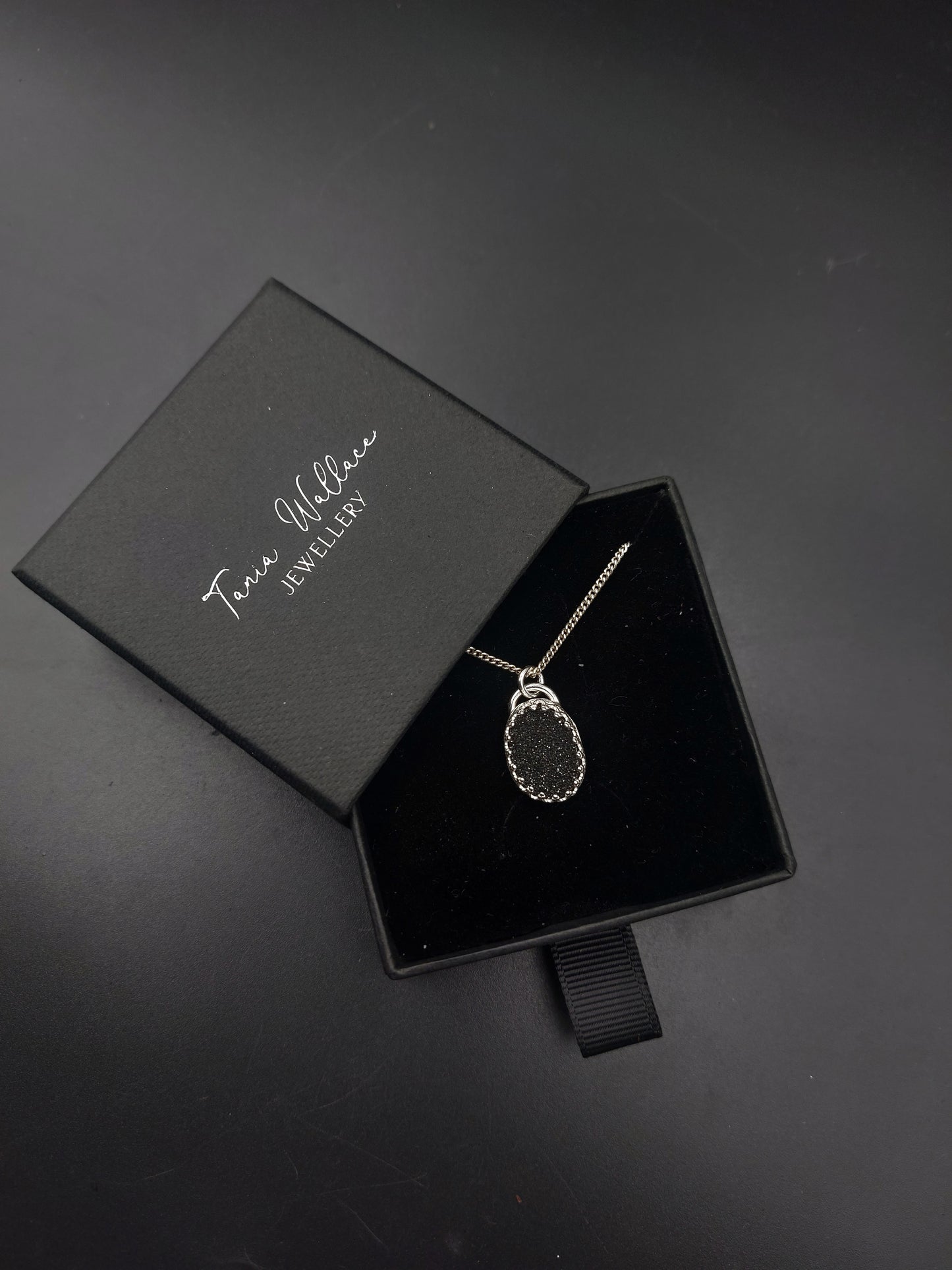 Black Druzy Stone Pendant