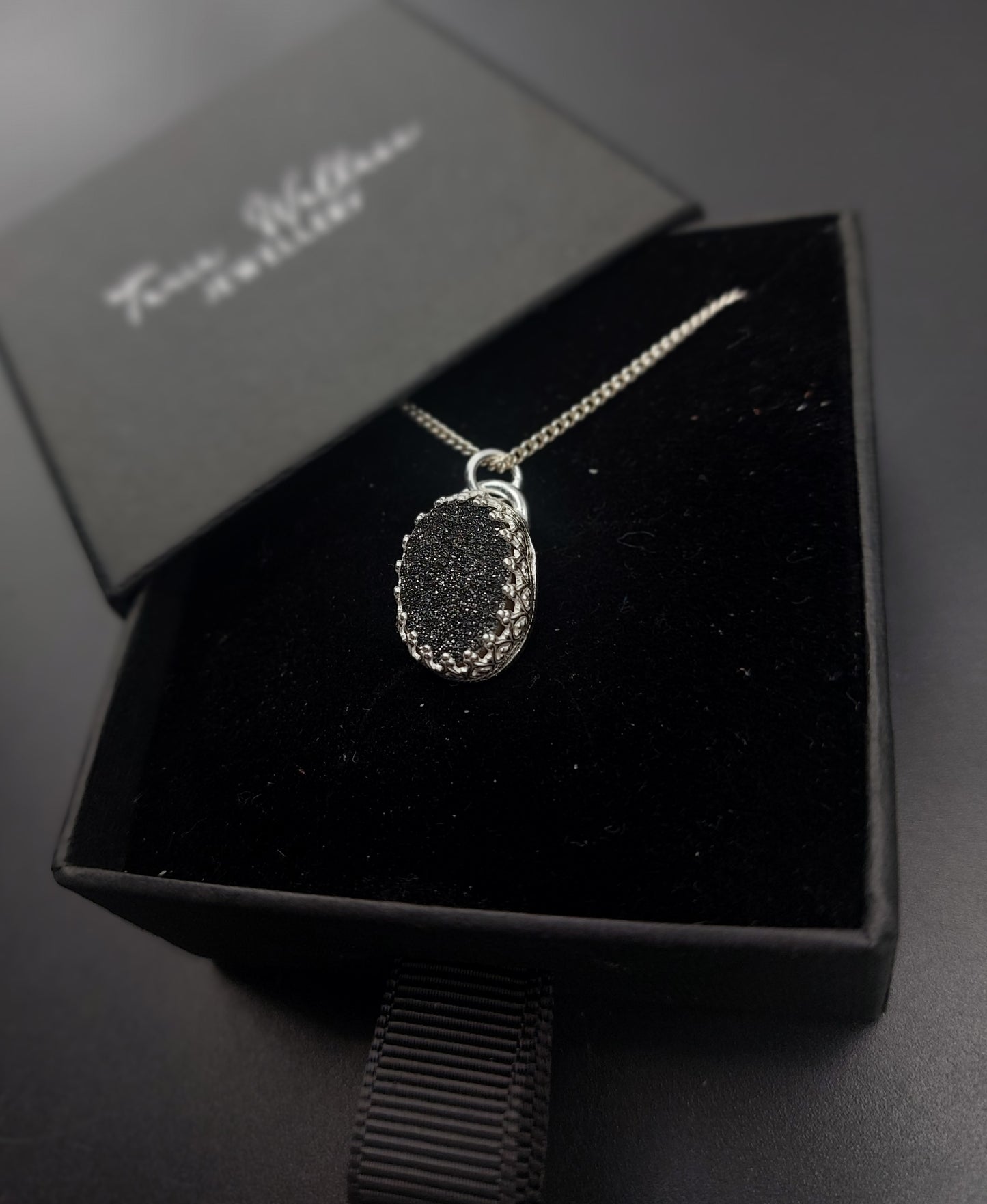 Black Druzy Stone Pendant