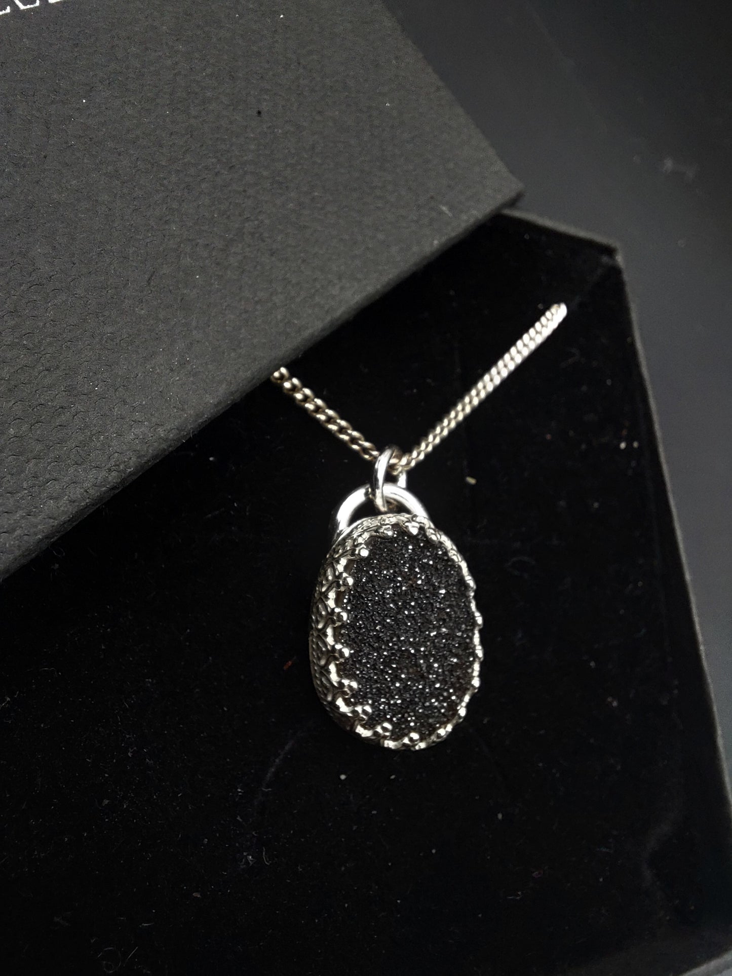 Black Druzy Stone Pendant