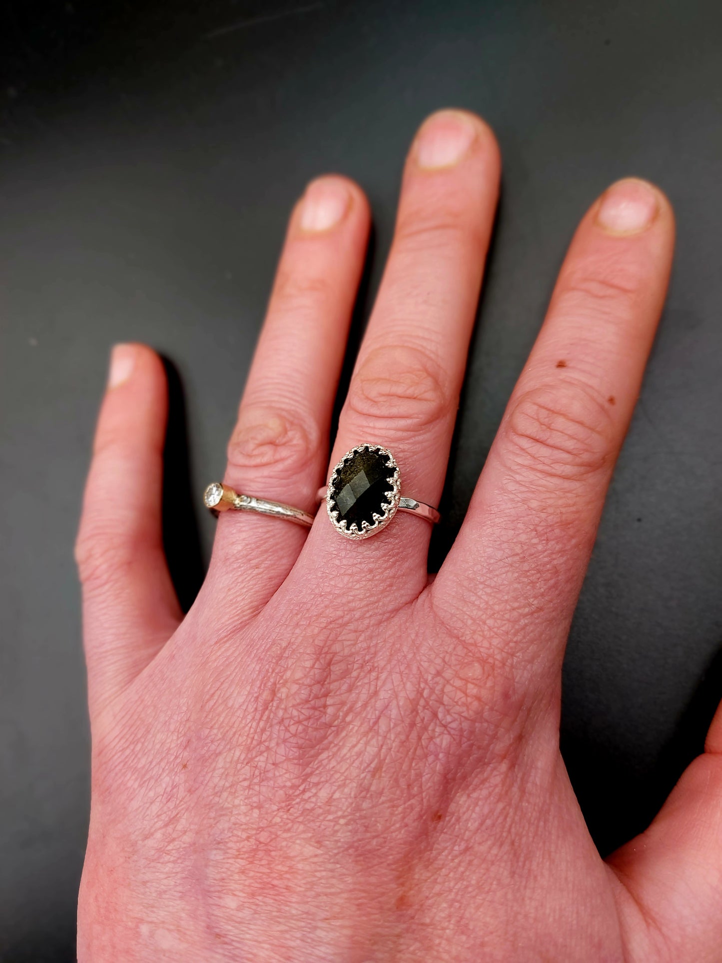 Golden Sheen Obsidian Ring
