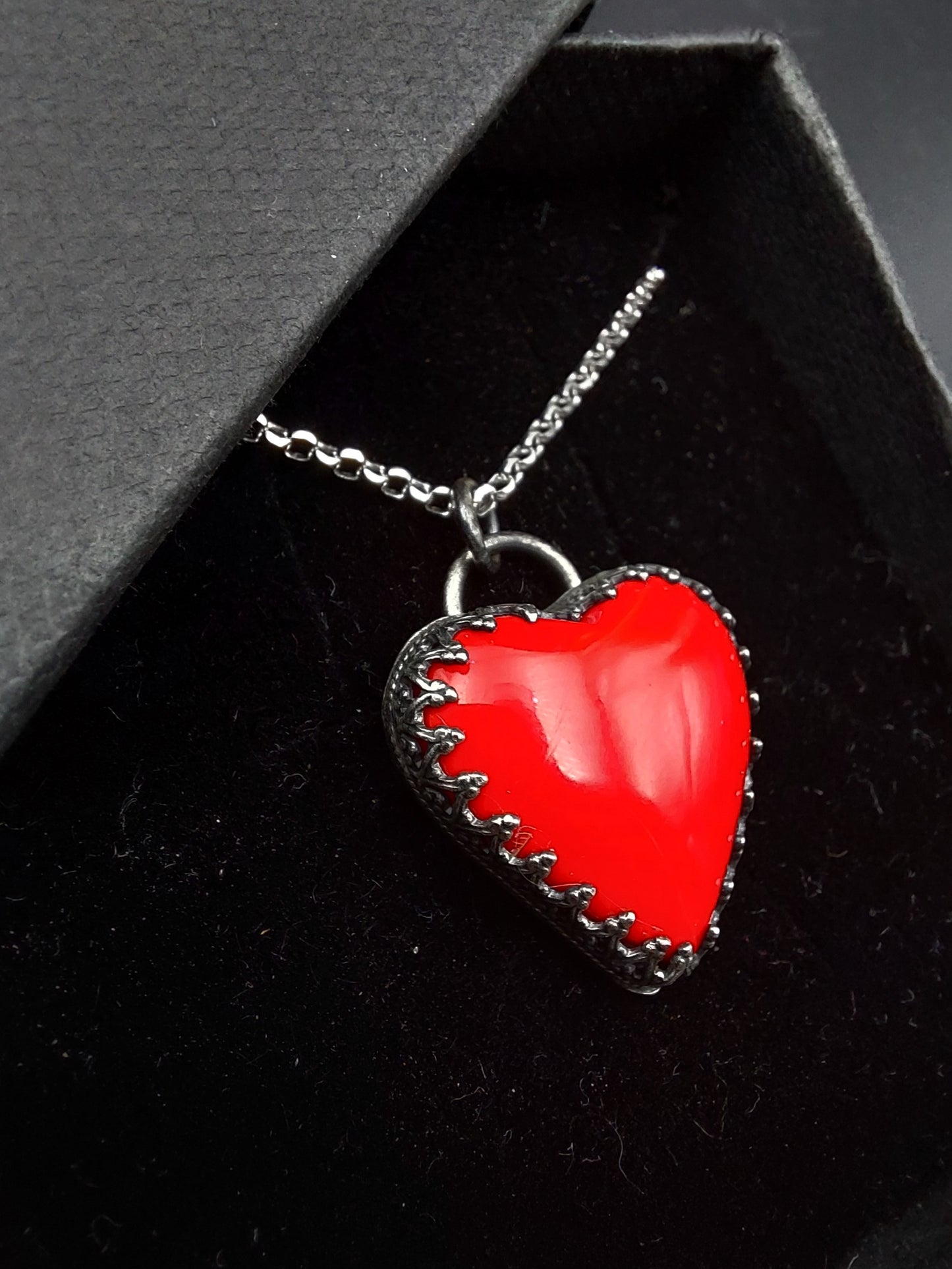 Red Heart Pool Ball Pendant