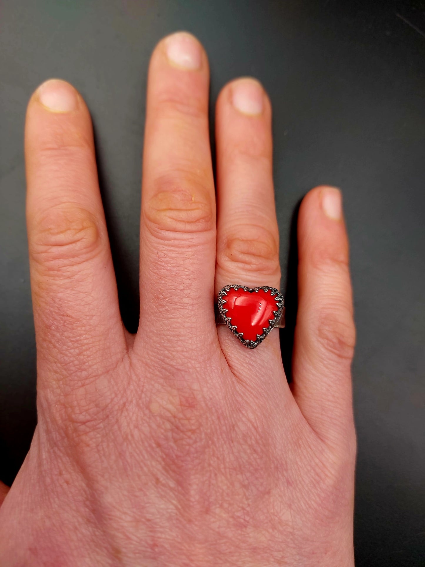 Red Heart Pool Ball Ring