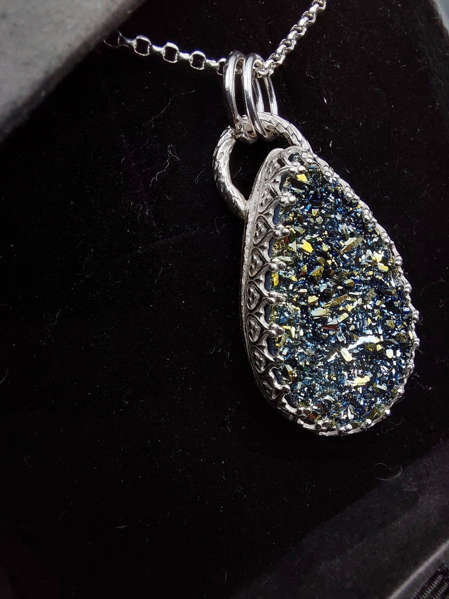 Black Drusy Pendant