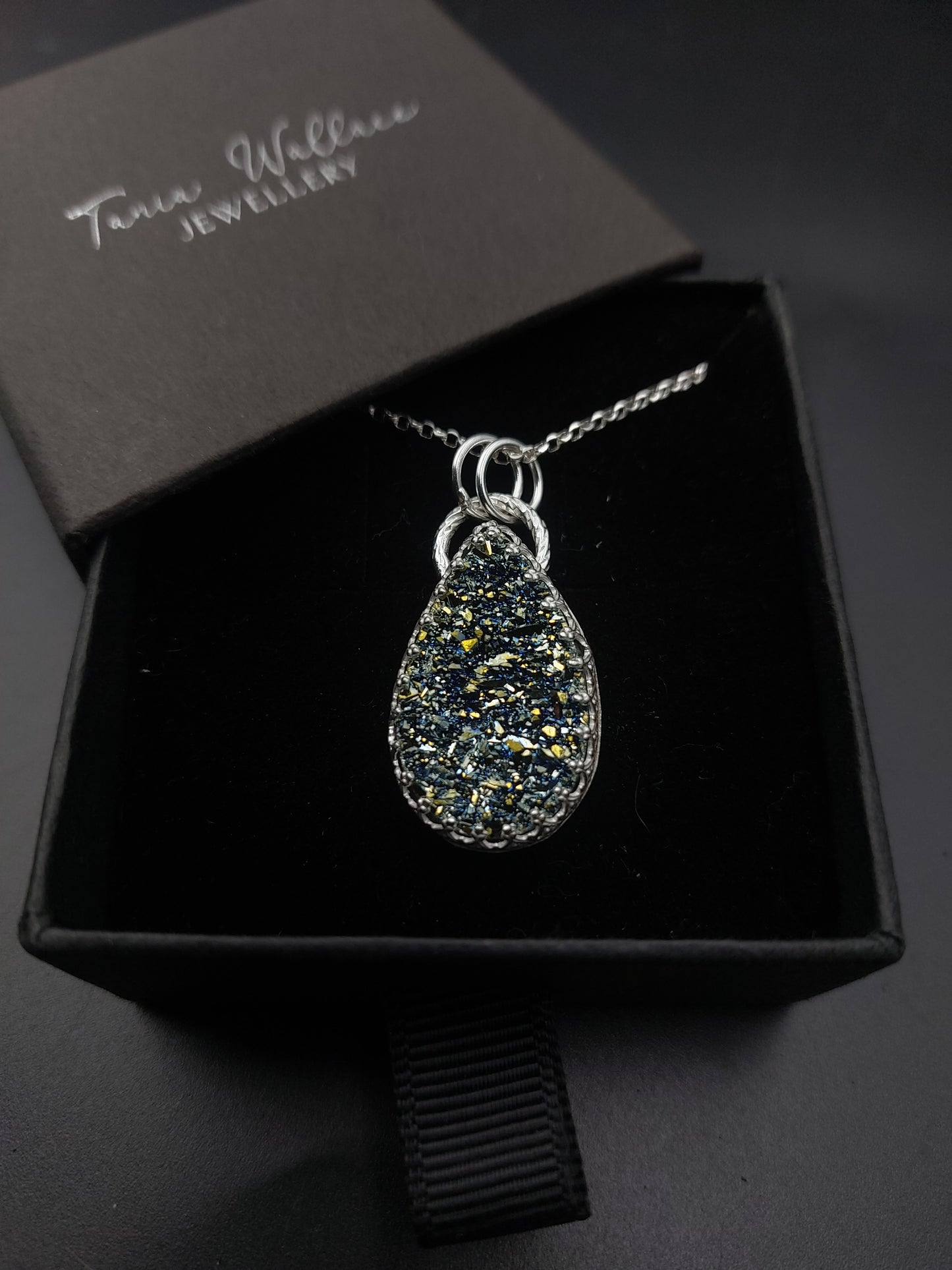 Black Drusy Pendant