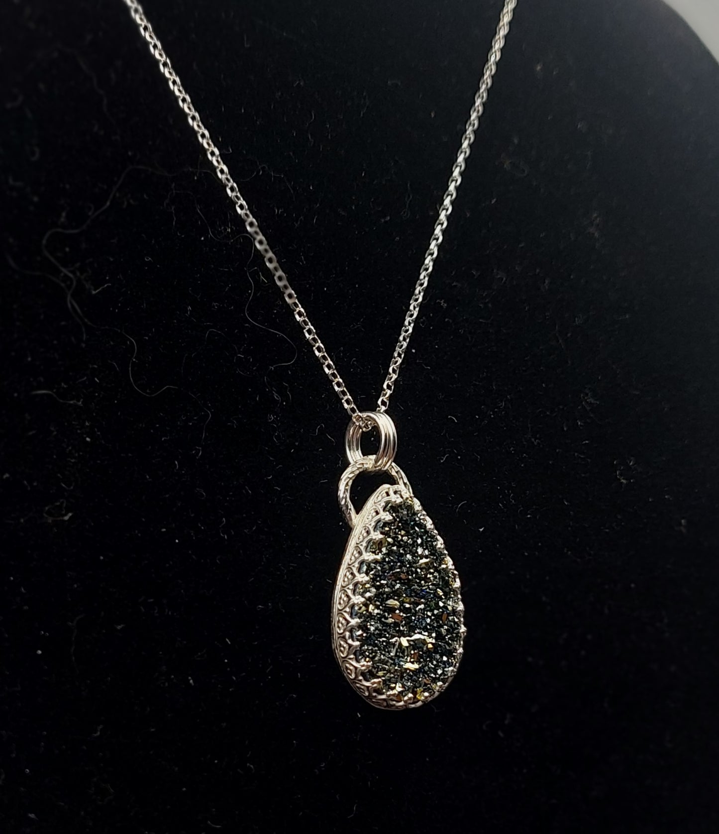 Black Drusy Pendant