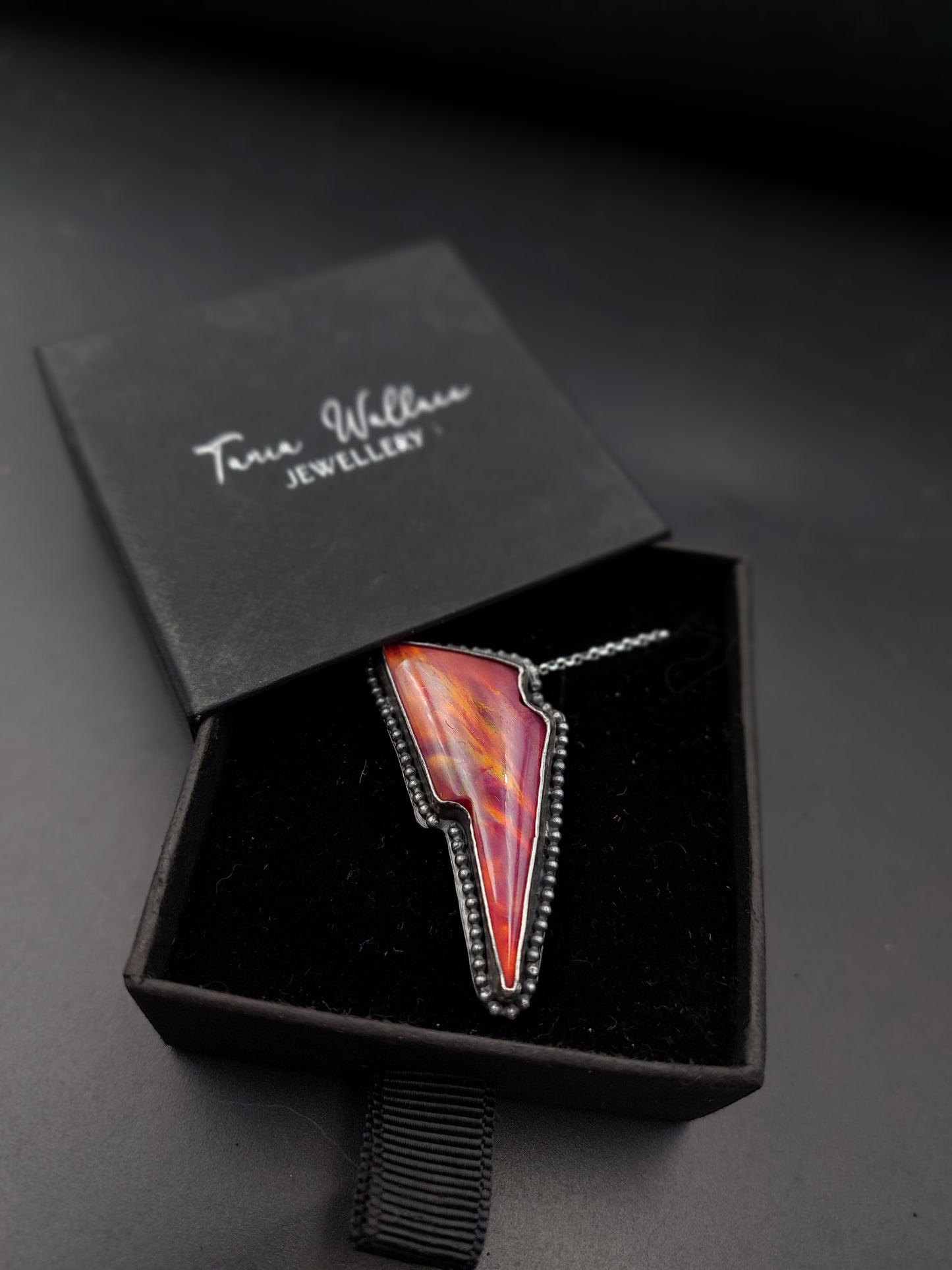 Red Aurora Opal Bolt Pendant