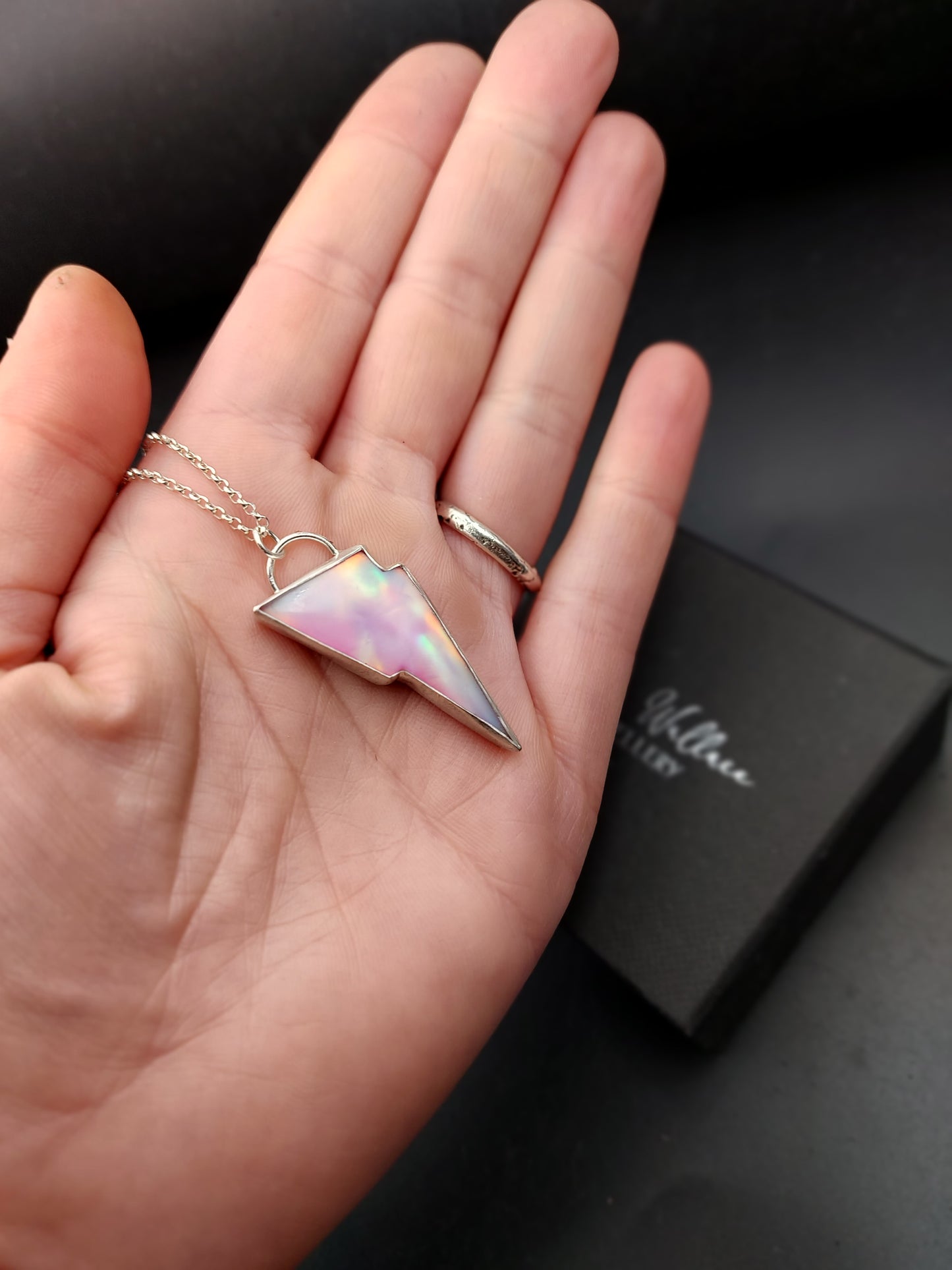 Pink Irridescent Bolt Pendant