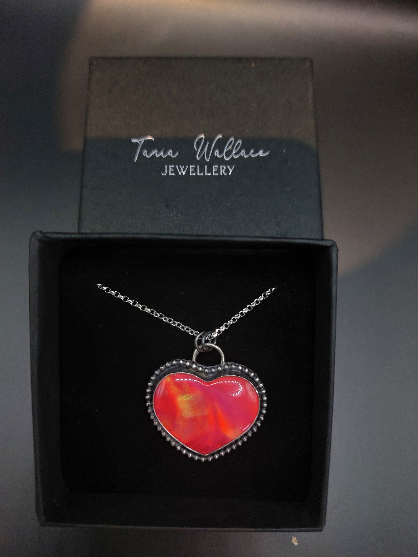 Red Heart Aurora Opal Pendant