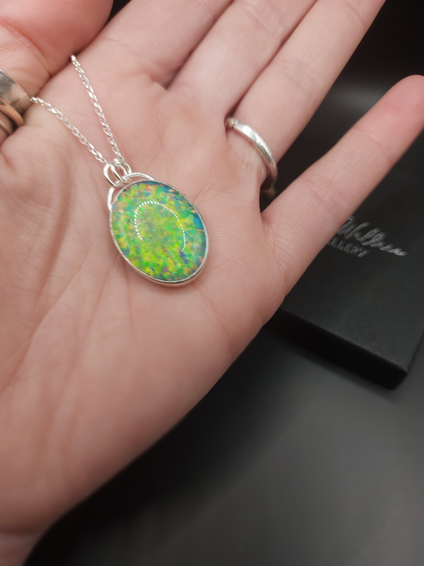 Lab Grown Irridescent Opal Pendant