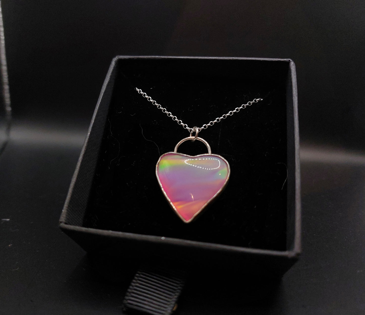 Rainbow Aurora Opal Heart Pendant