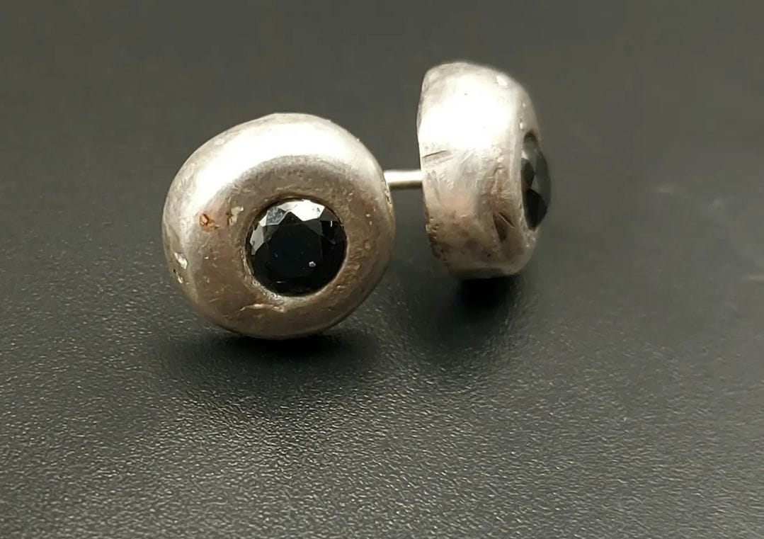 Sand Cast Black Gem Studs