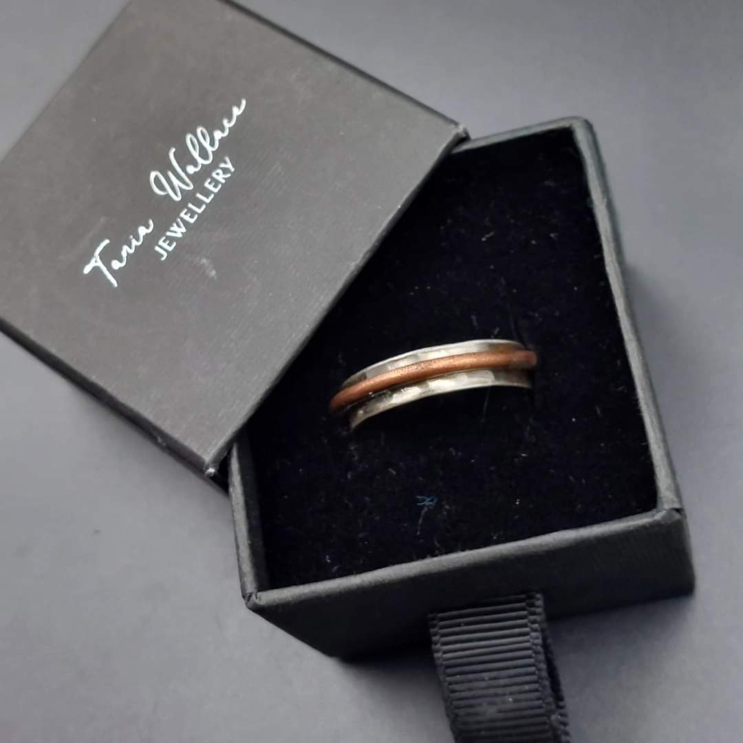 Copper and Silver Band Ring