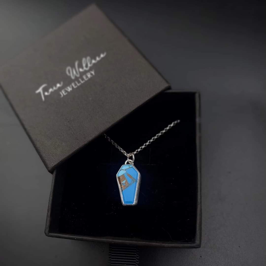 Blue Howlite Coffin Pendant
