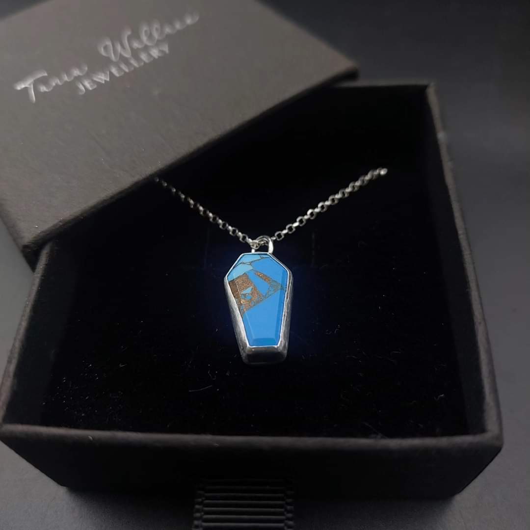 Blue Howlite Coffin Pendant