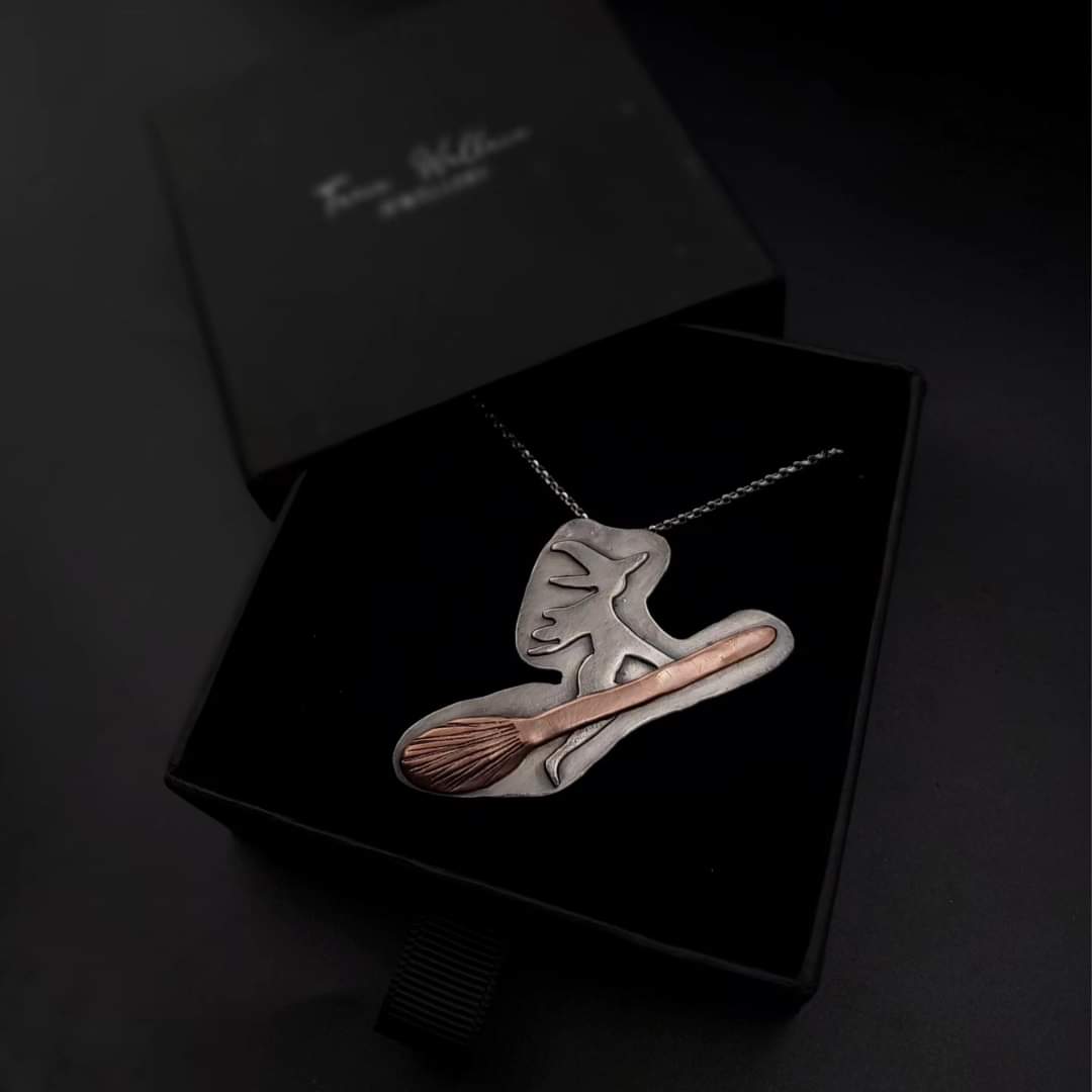 Silver and Copper Witch Pendant