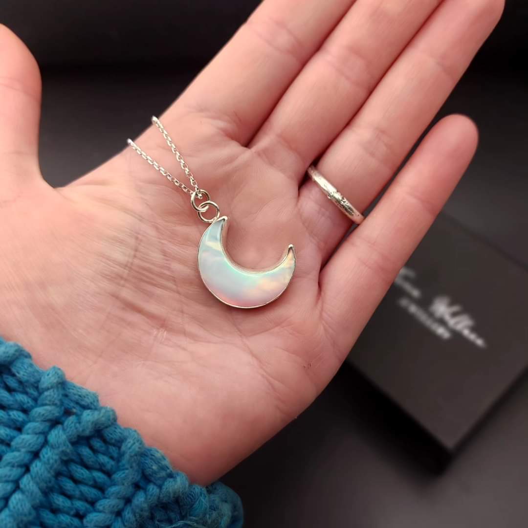 Aurora Opal Moon Pendant