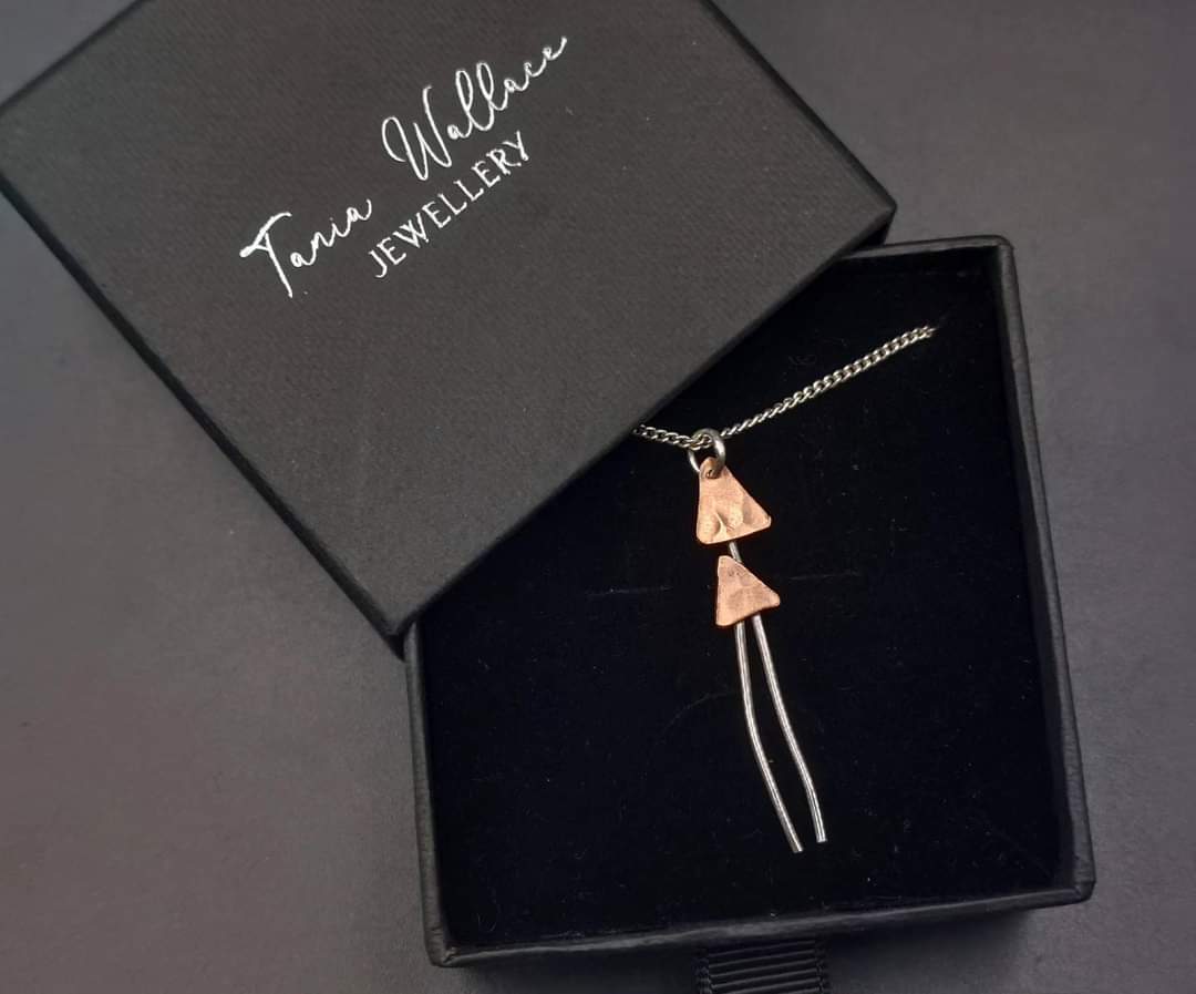 Silver and copper mushroom pendant