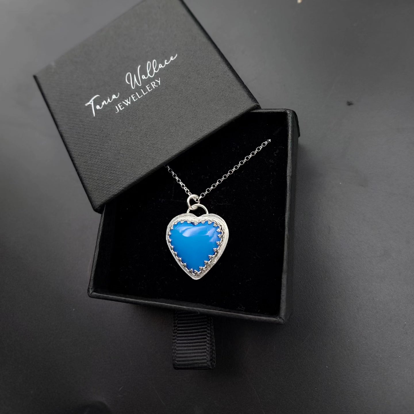 Blue Pool Ball Heart Pendant