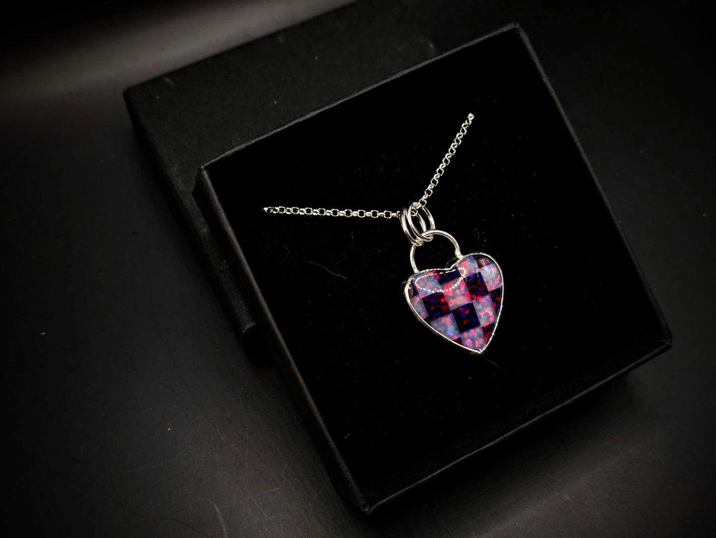 Glitter Opal Checkerboard Pendant