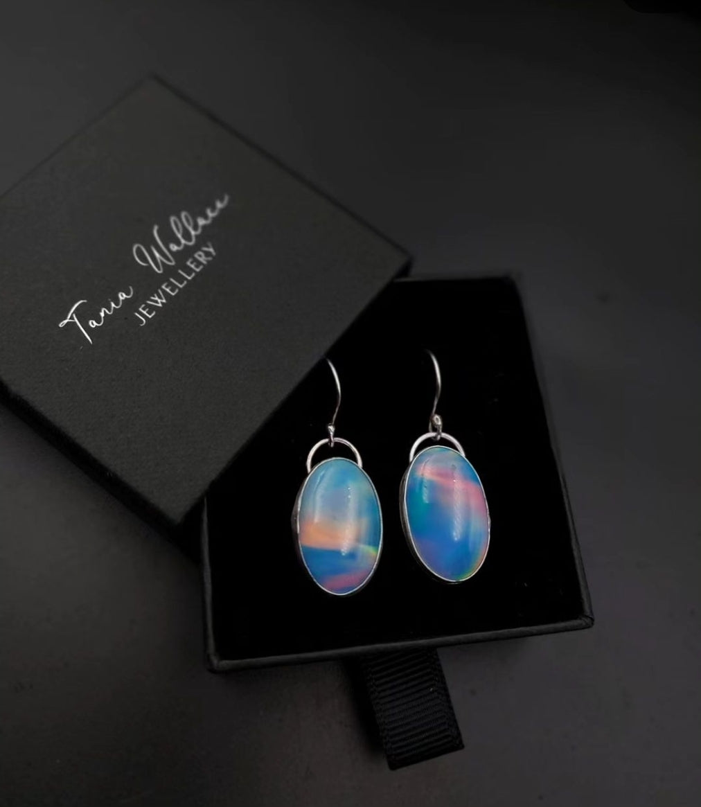 Aurora Opal Sterling Silver Drops
