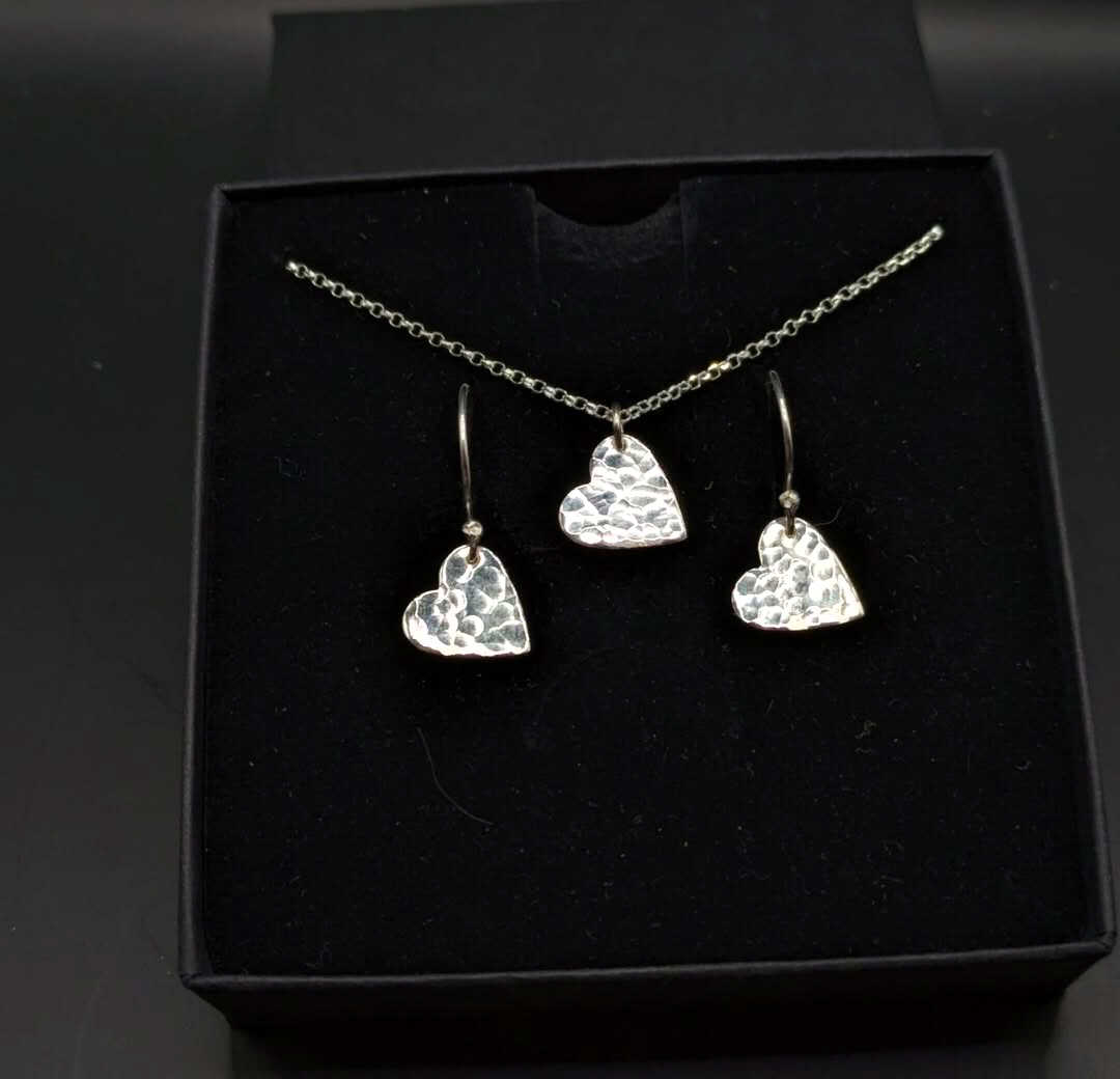 Silver Heart Drop Set