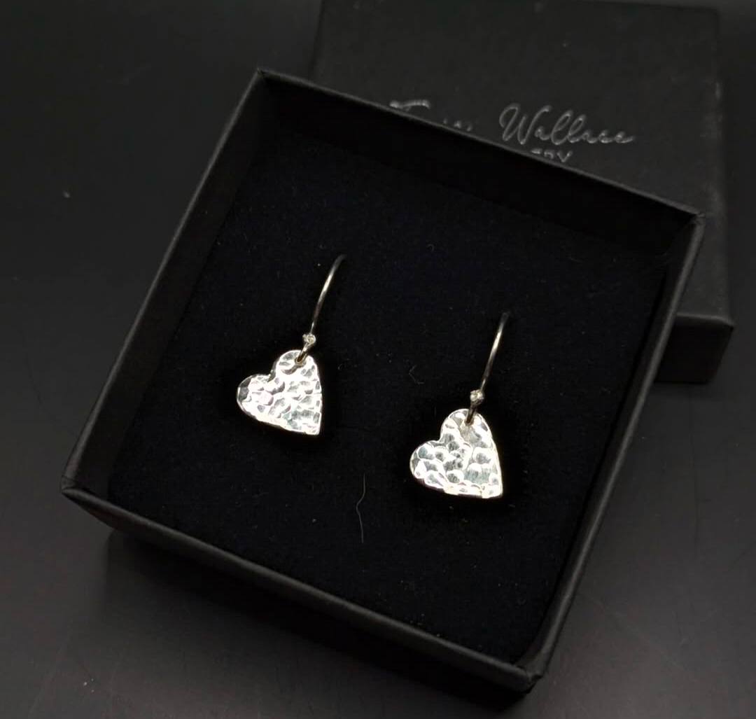 Silver heart drops