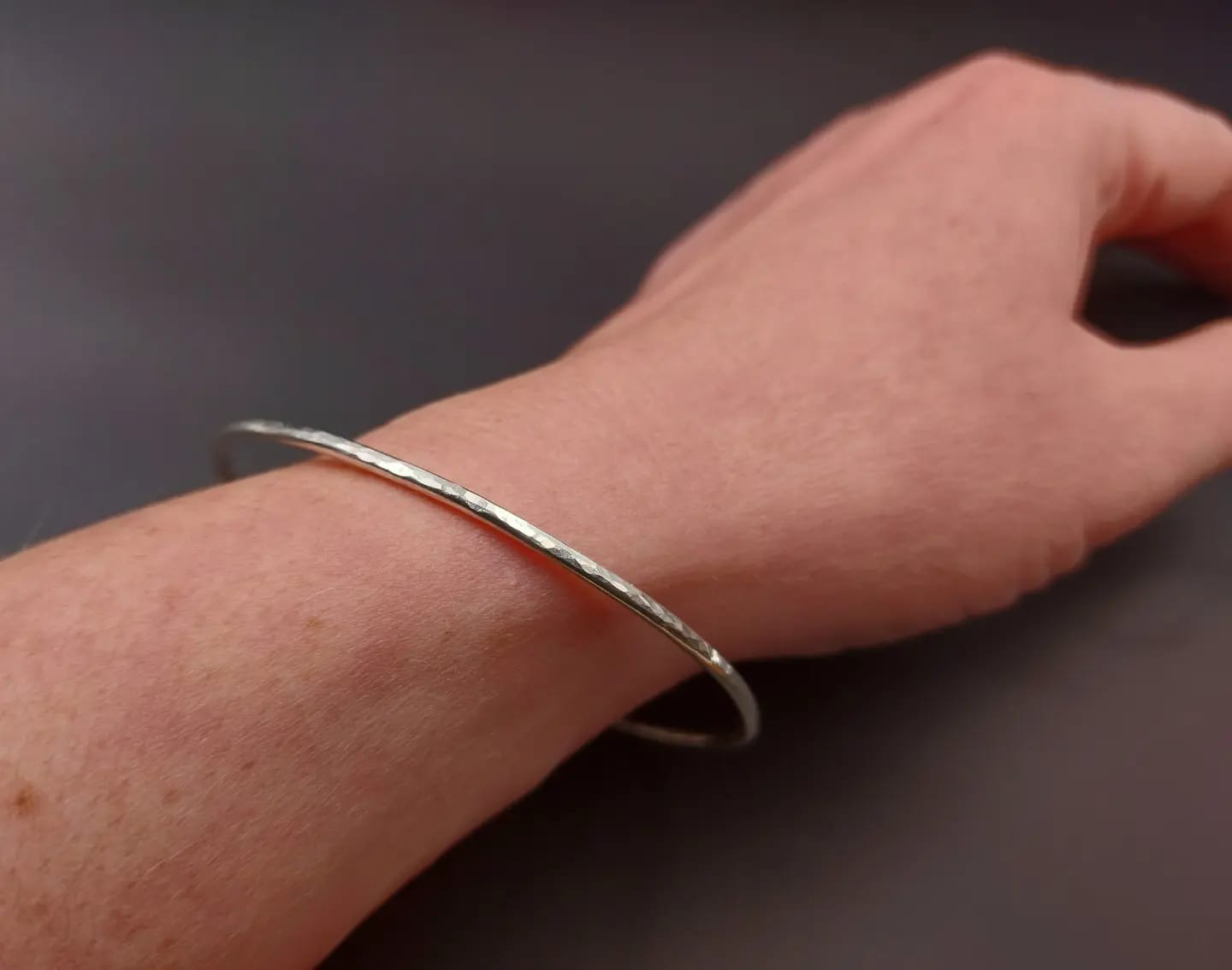 Silver hammered bangle