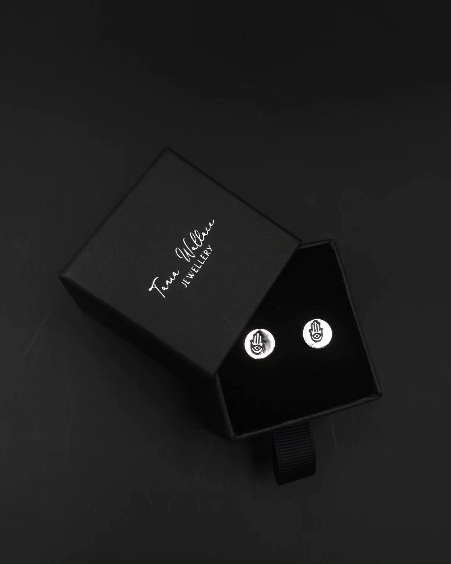 Silver studs with hand stamp