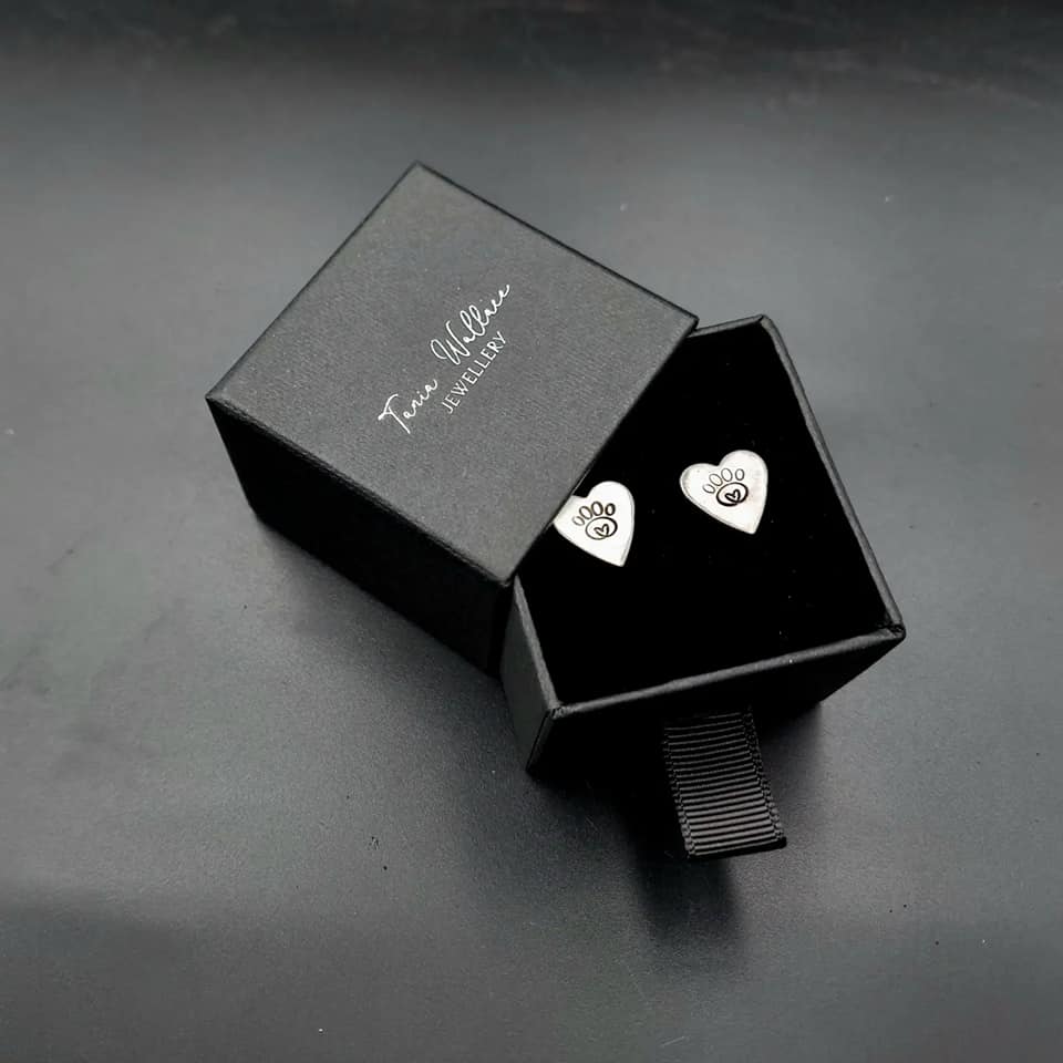 Pawprint Heart Studs