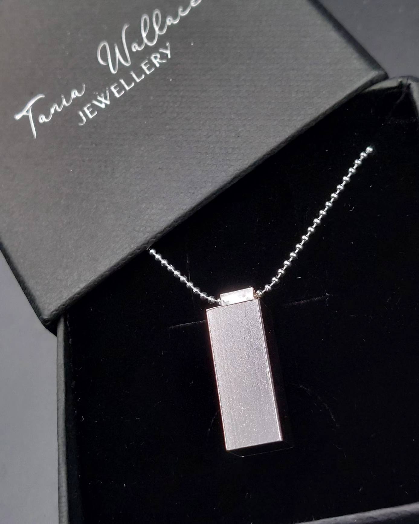 Solid Silver Rectangular Bar Pendant