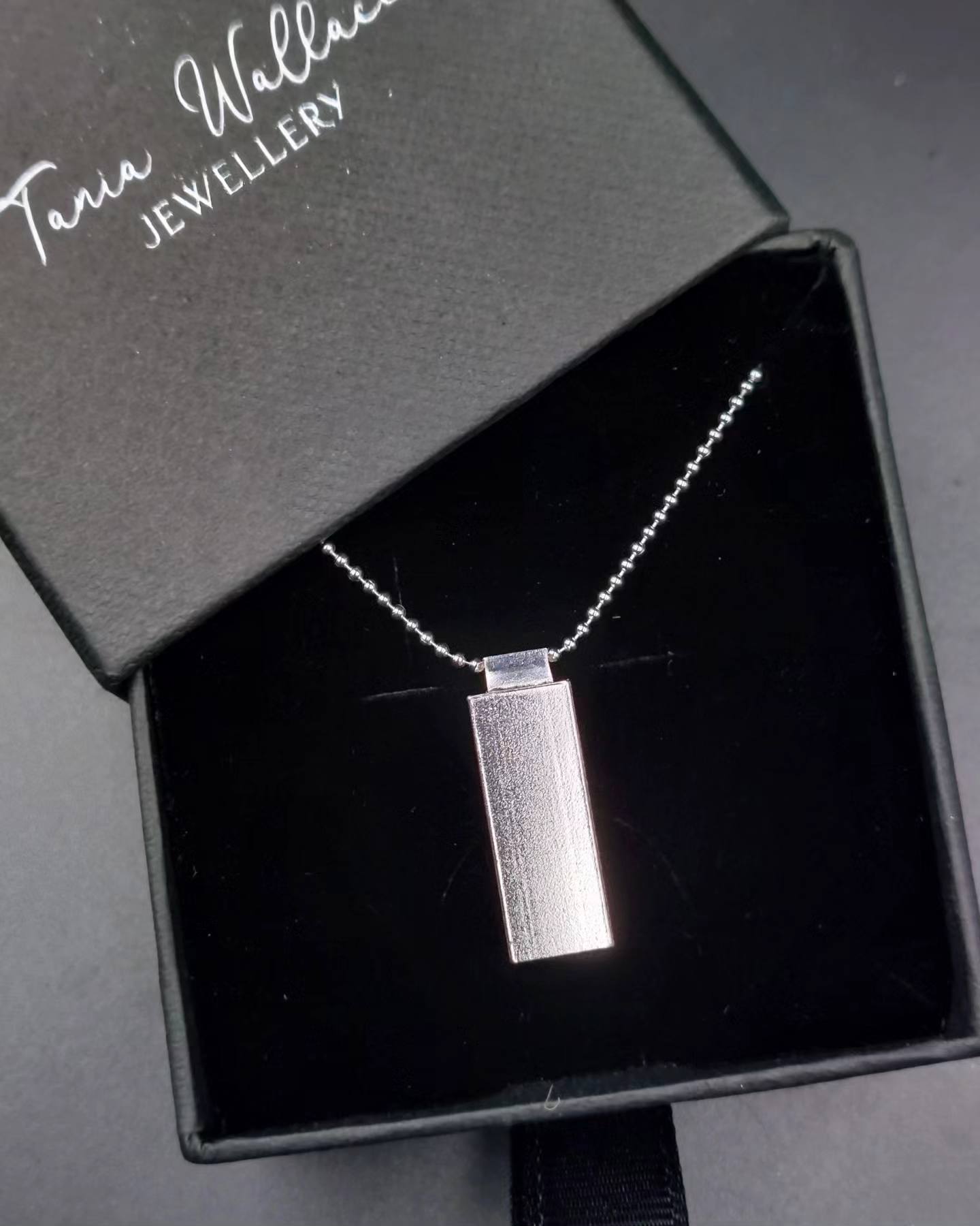 Solid Silver Rectangular Bar Pendant