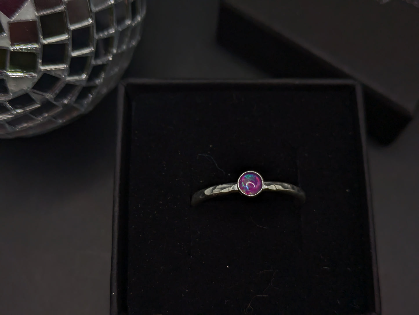 Sterling Silver Band With Violet Opal