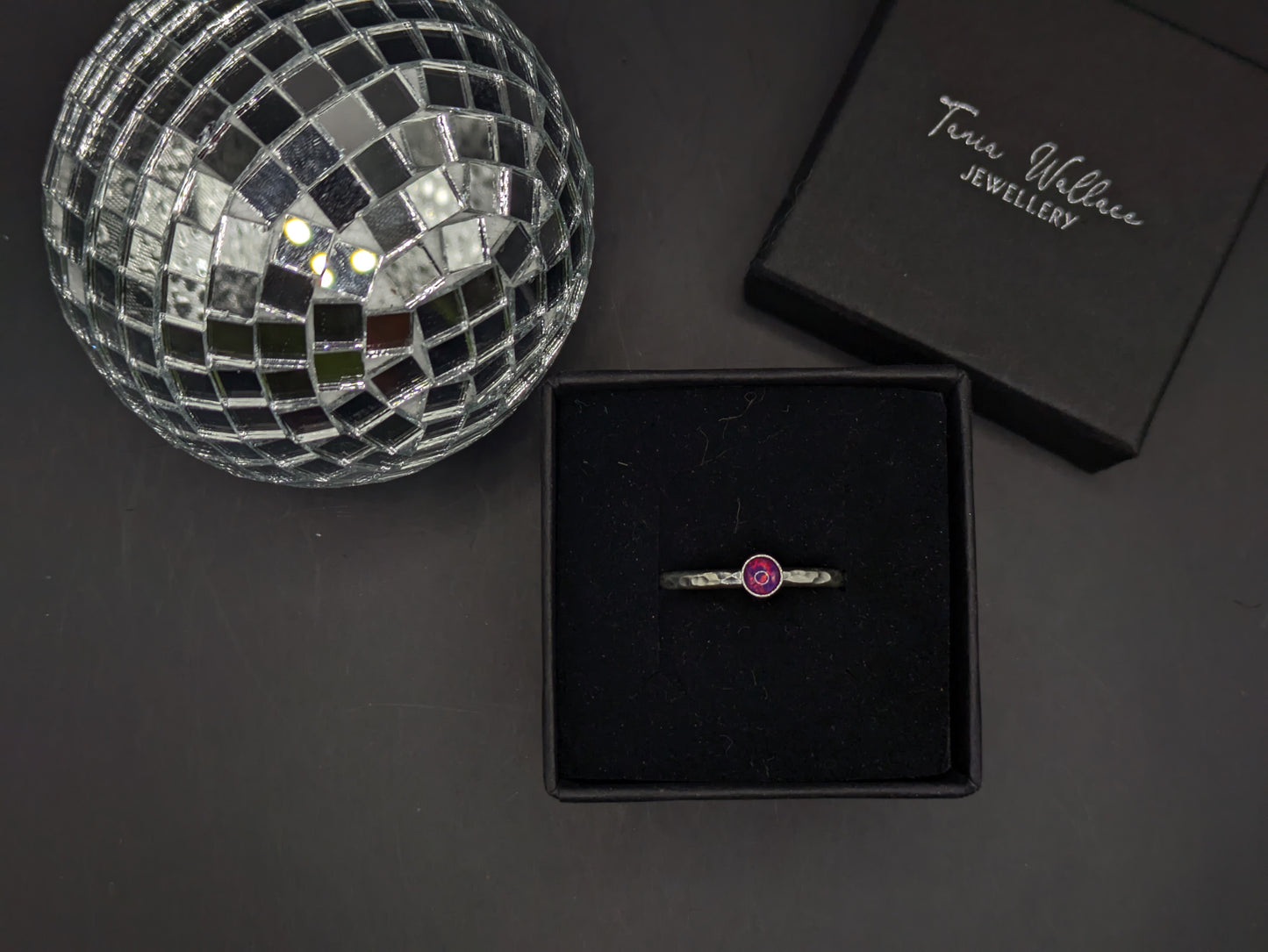Sterling Silver Band With Royal Lavender Opal