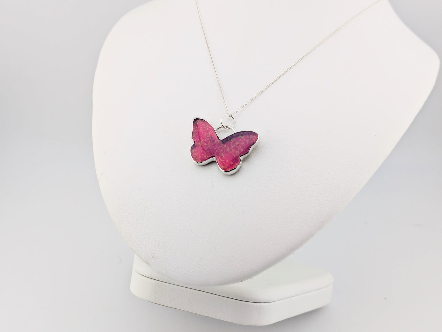 Pink Glitter Butterfly Pendant