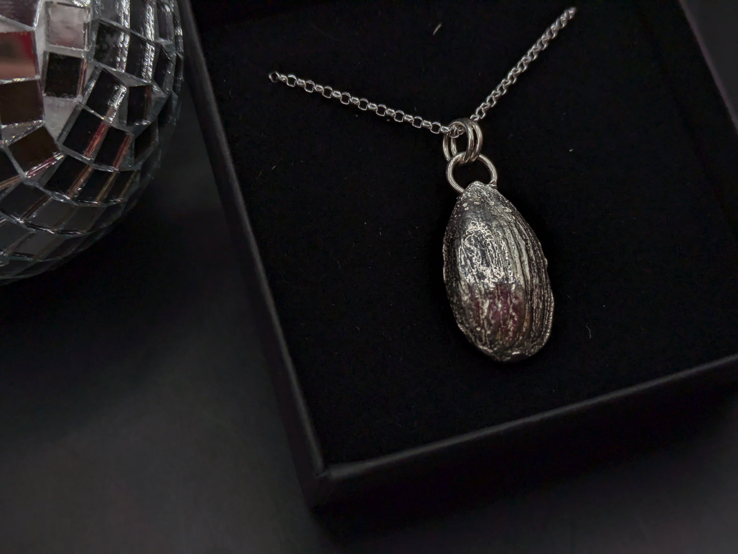Solid Silver Almond Pendant