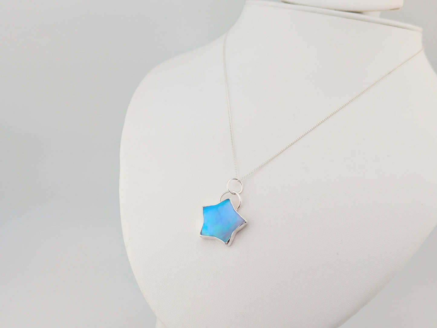 Blue/Green Aurora Opal Star Pendant
