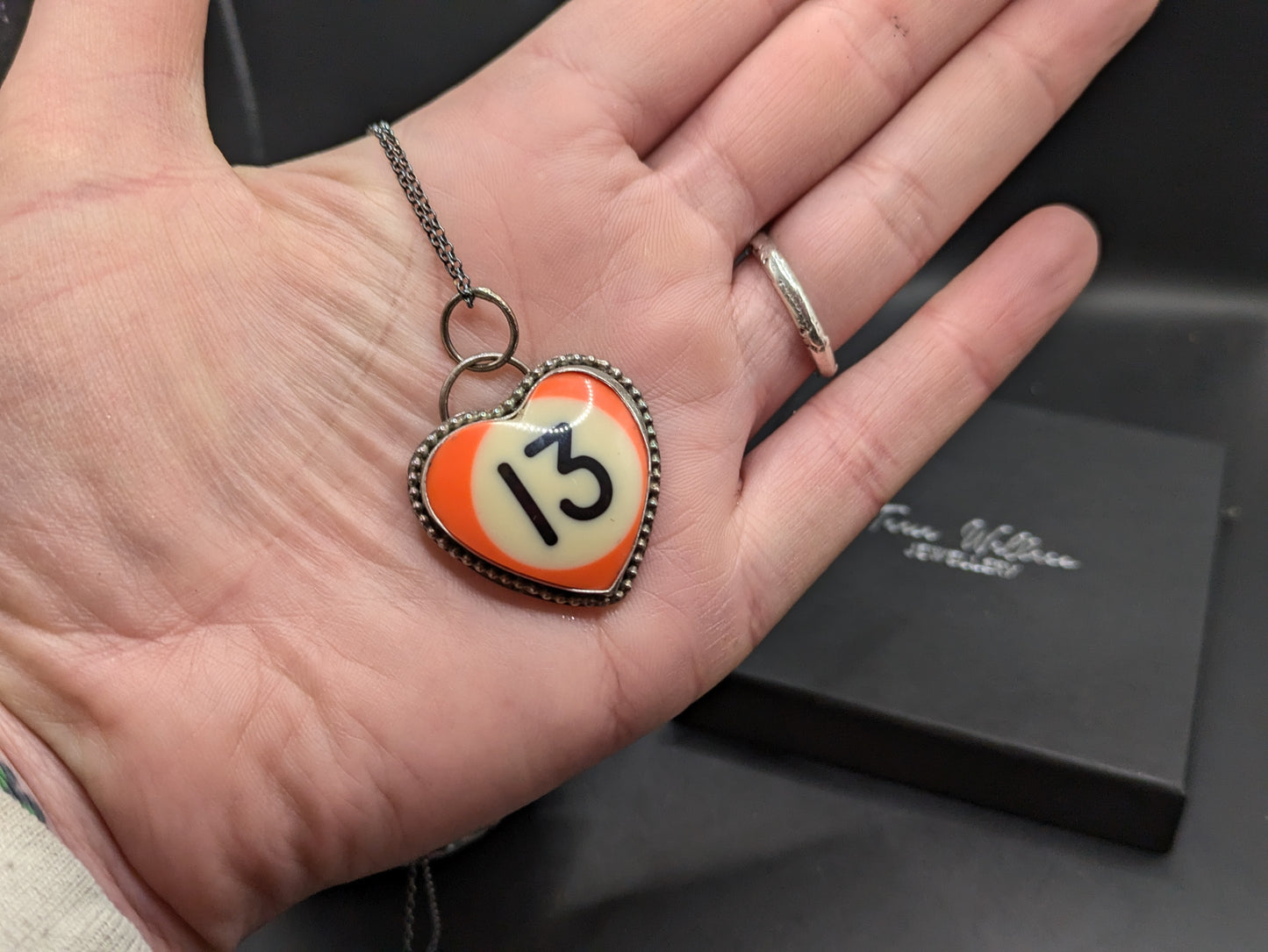 Orange Heart Pool Ball Pendant