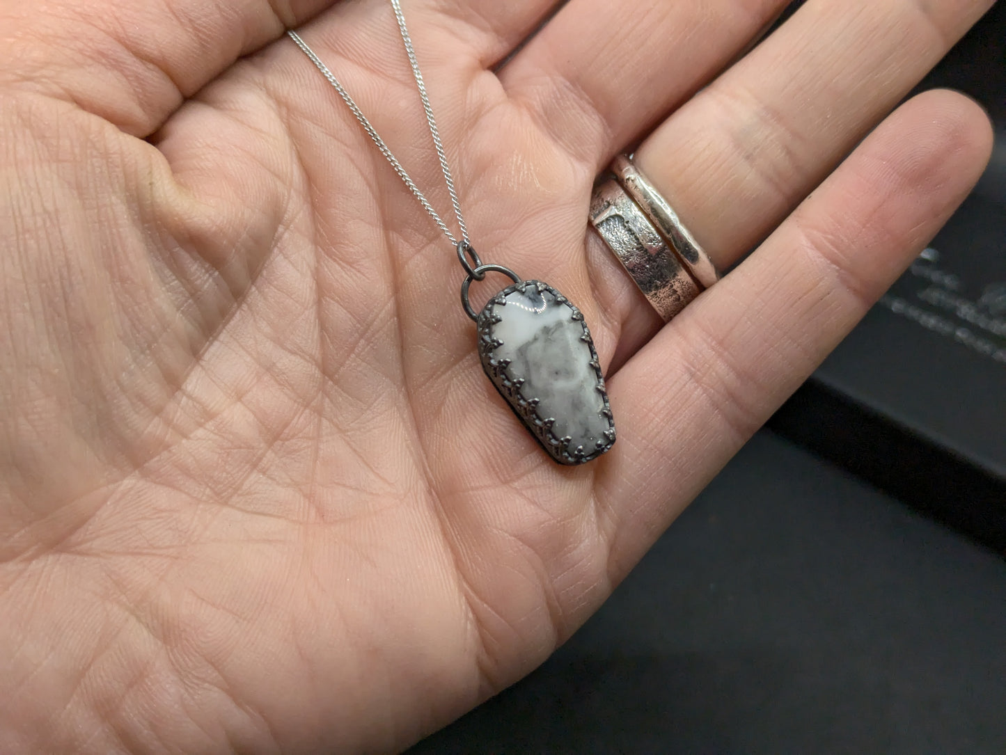 Tombstone Look Coffin Pendant