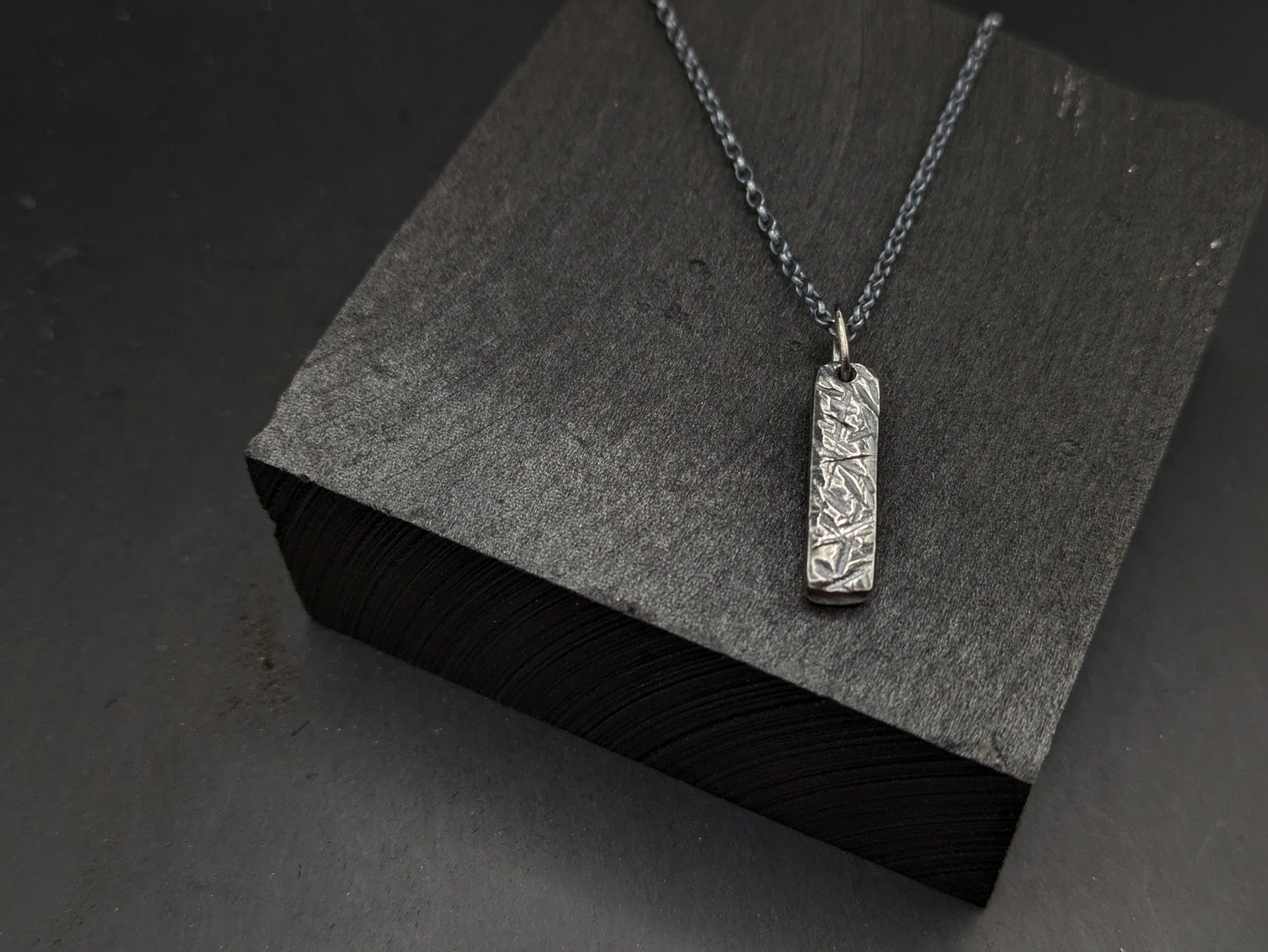 Chunky Textured Bar Pendant