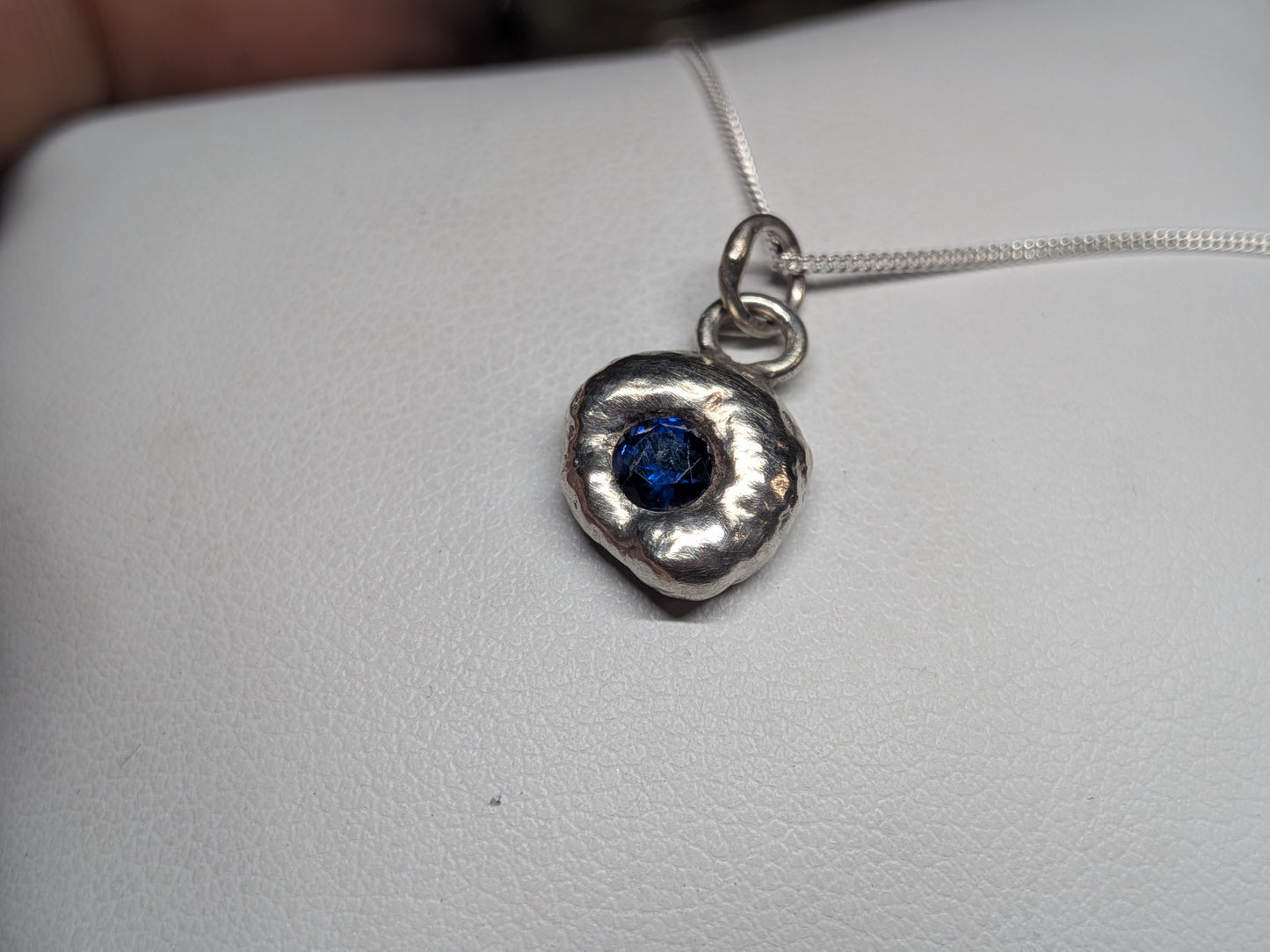 Nugget and Lab Sapphire Pendant