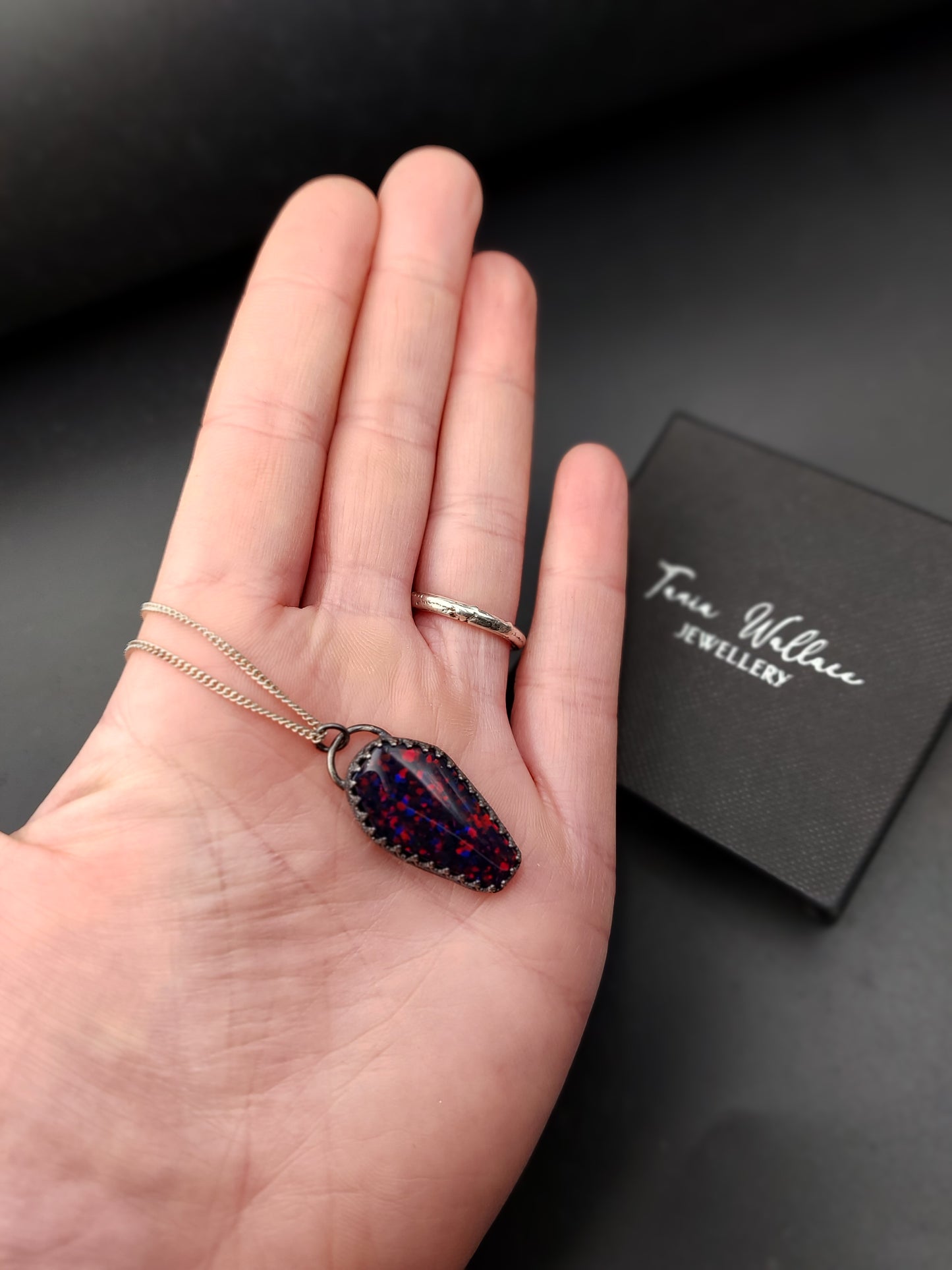 Glitter Opal Coffin Pendant