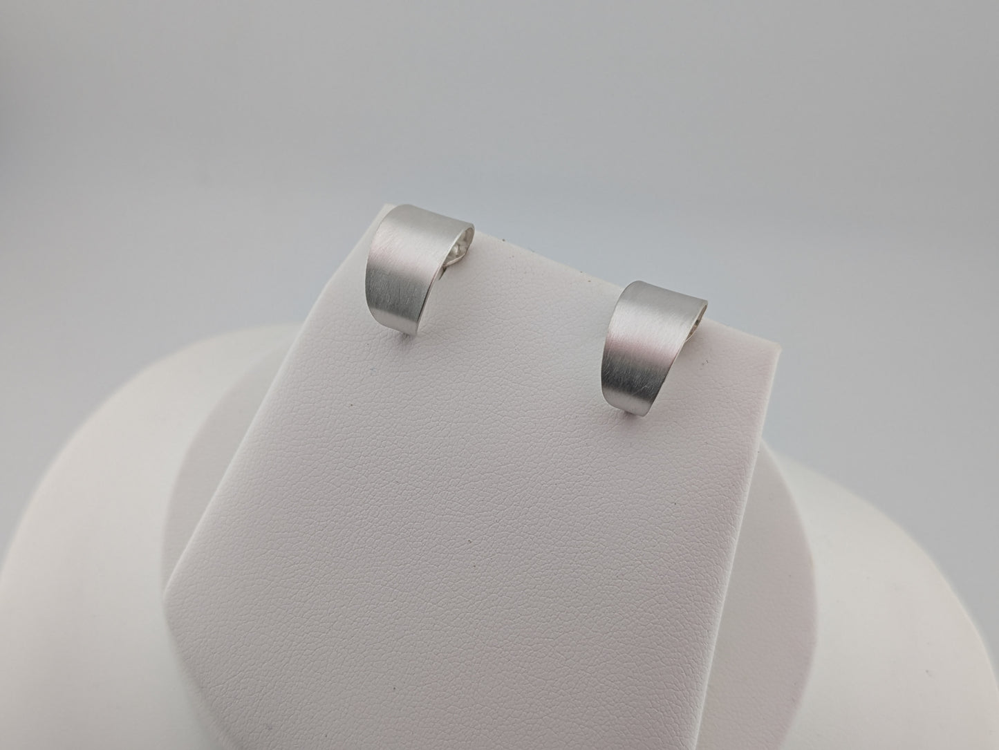 Brushed Silver Hoops