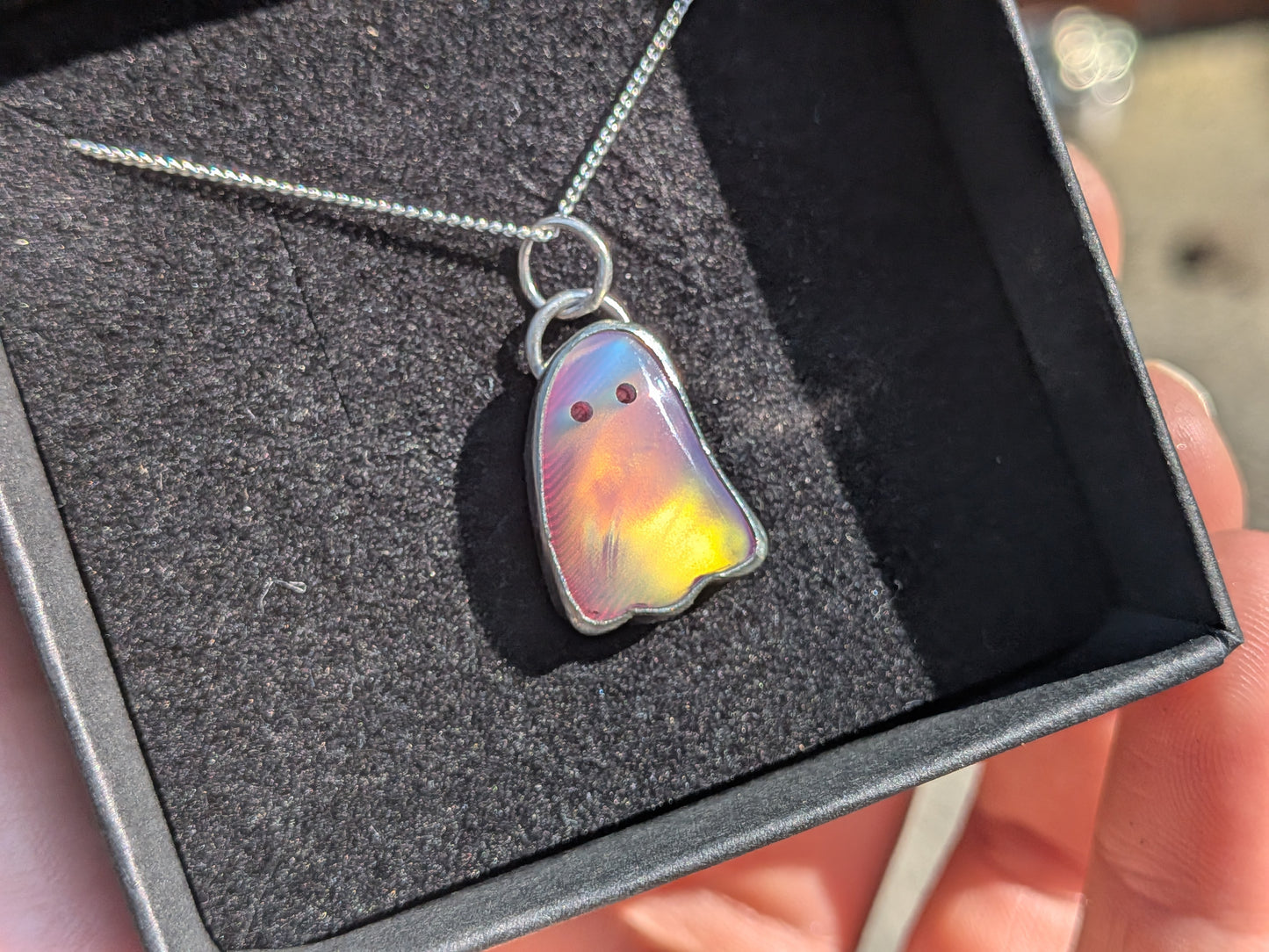 Baby Pink Aurora Opal Ghost Pendant