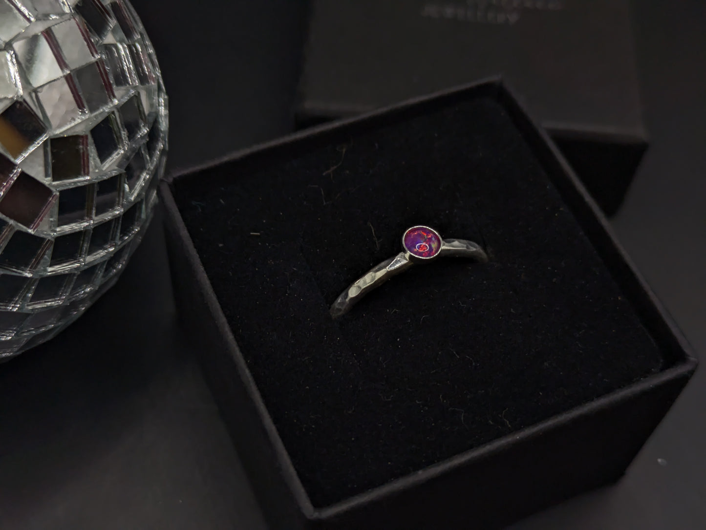 Sterling Silver Band With Royal Lavender Opal
