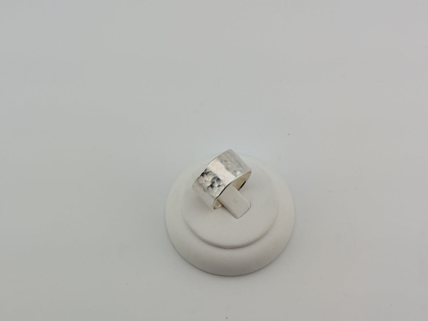 Wide Band Sterling Silver Hammered Ring