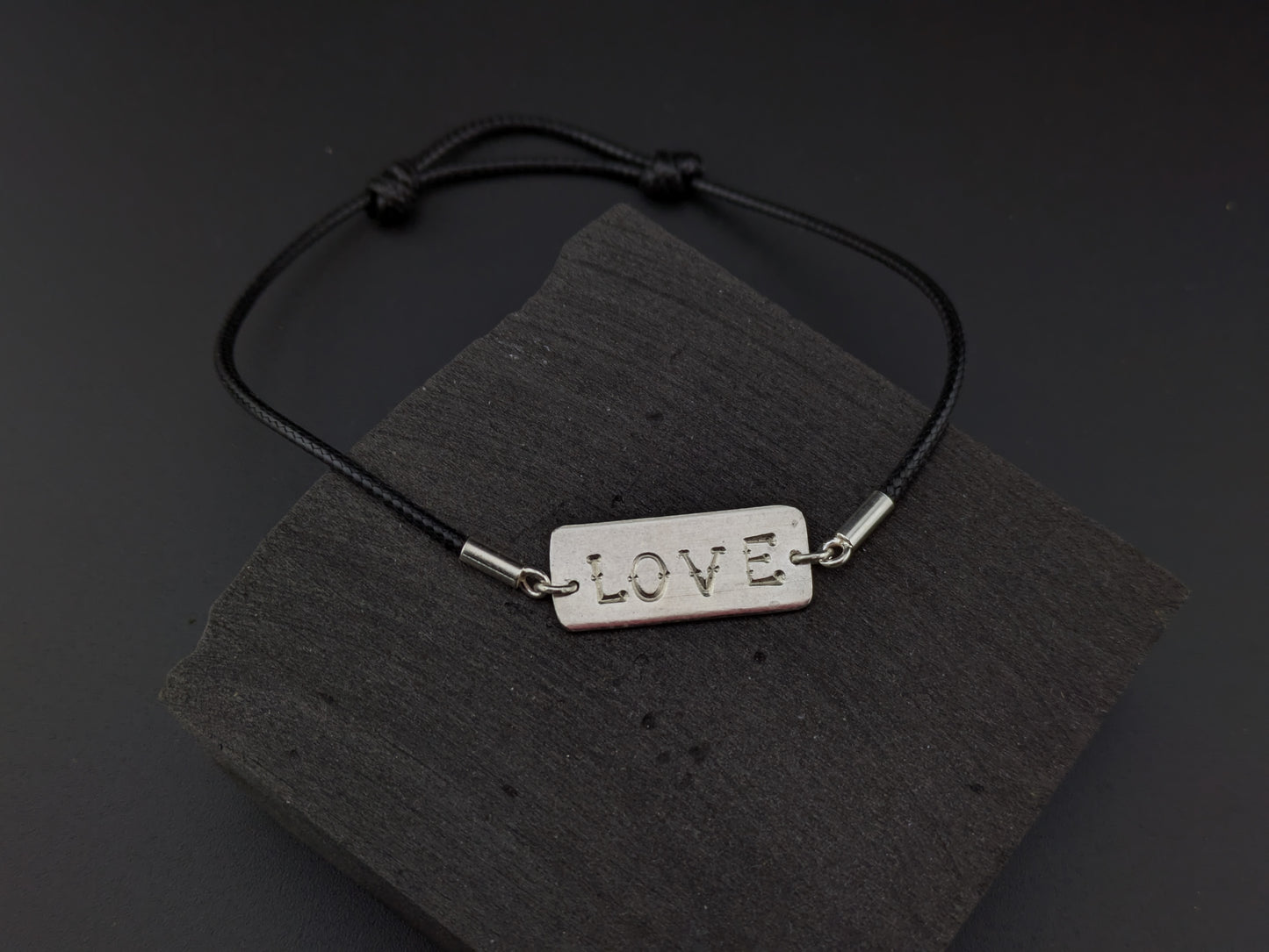 Silver and Leather LOVE Bracelet