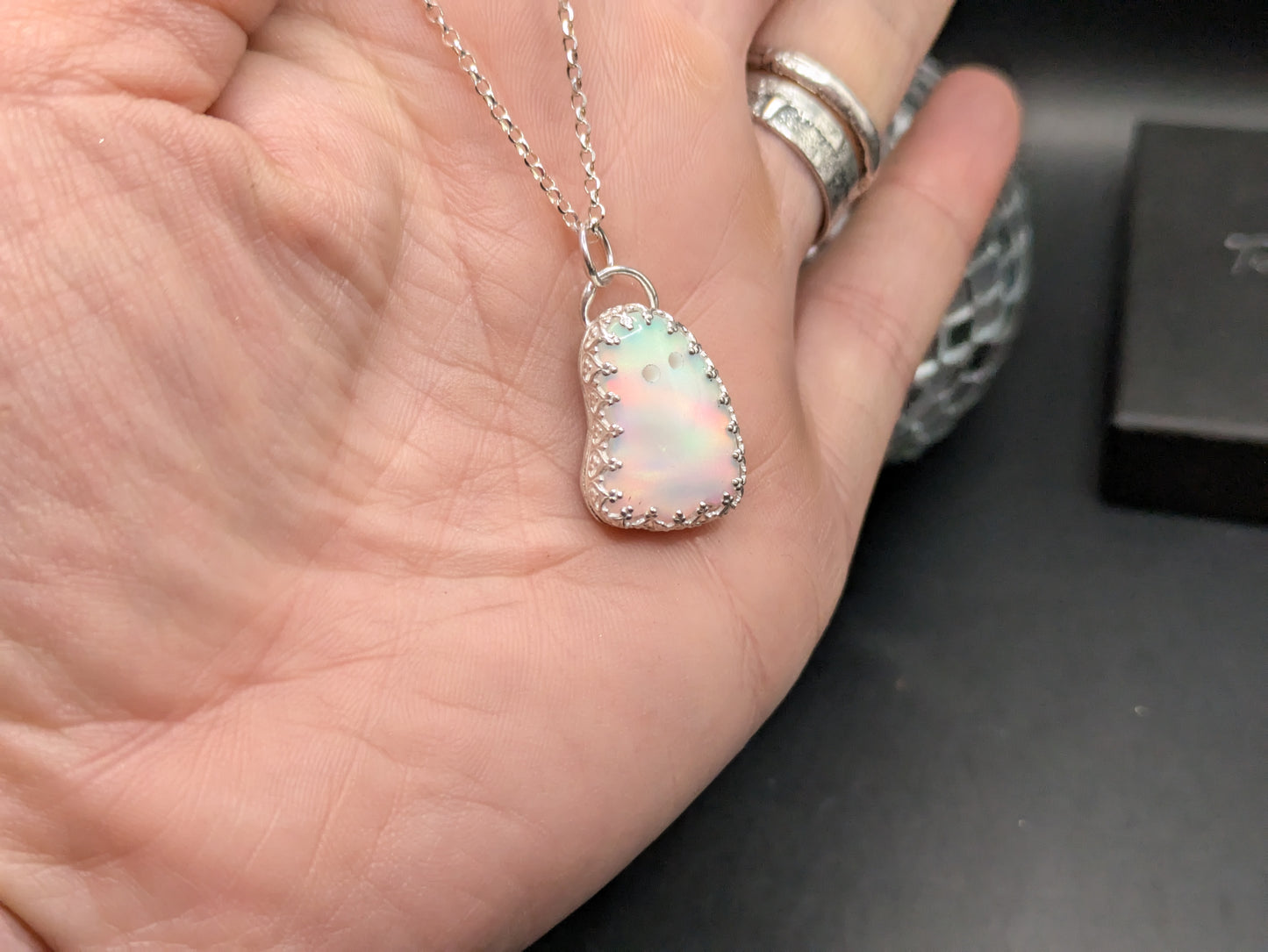 Rainbow Aurora Opal Ghost Pendant