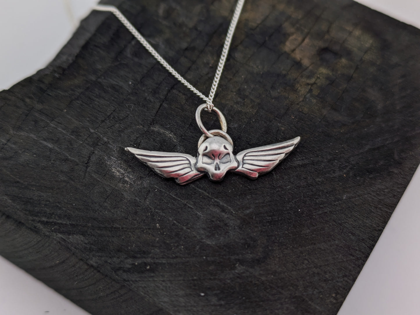 Sterling Silver Winged Skull Pendant