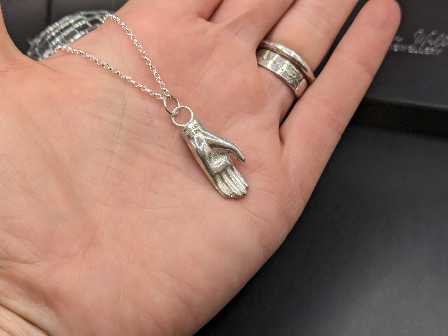Solid Silver Dolls Hand Pendant